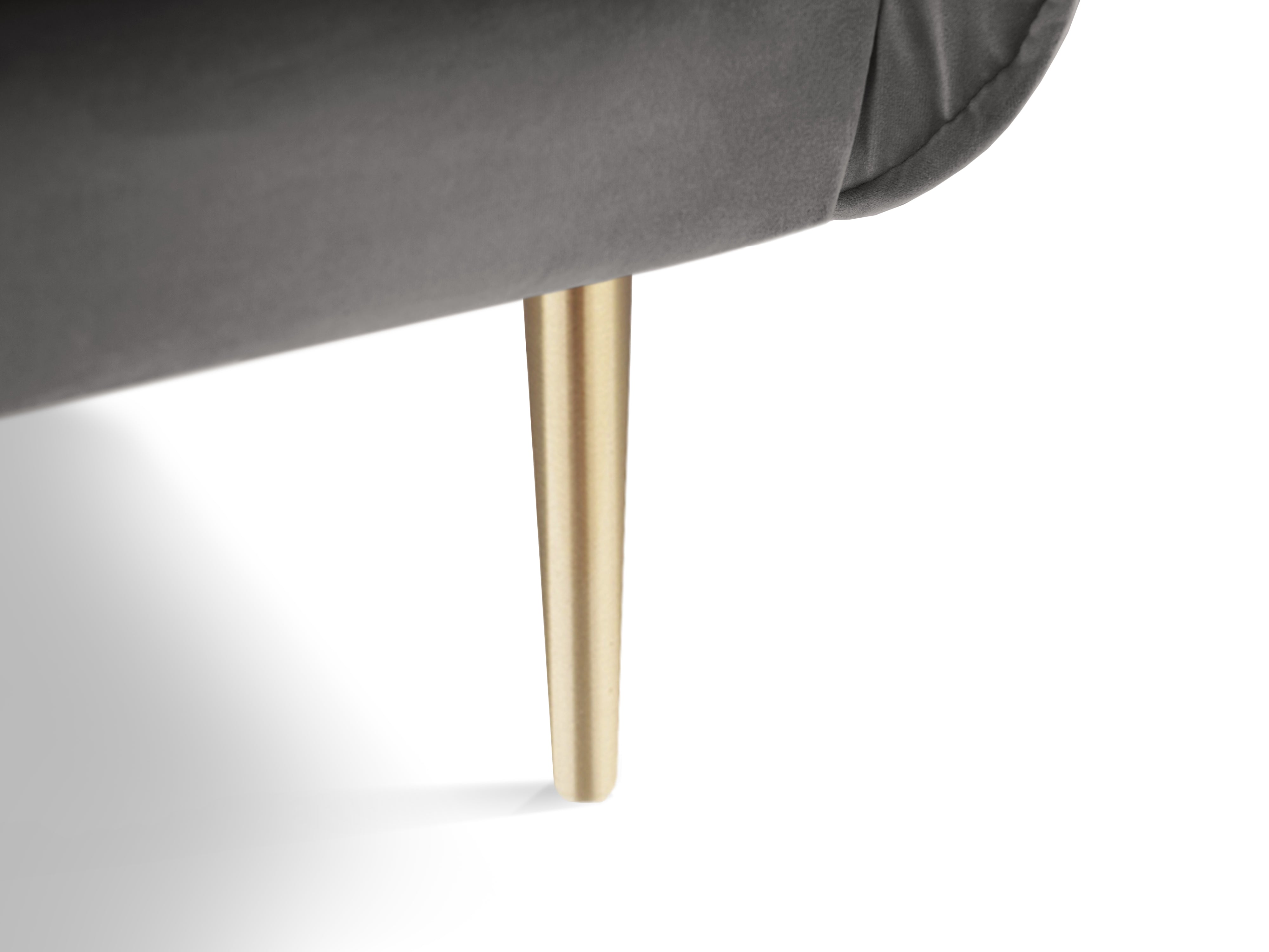Samt Sessel VIENNA hellgrau mit goldenem Fuß
