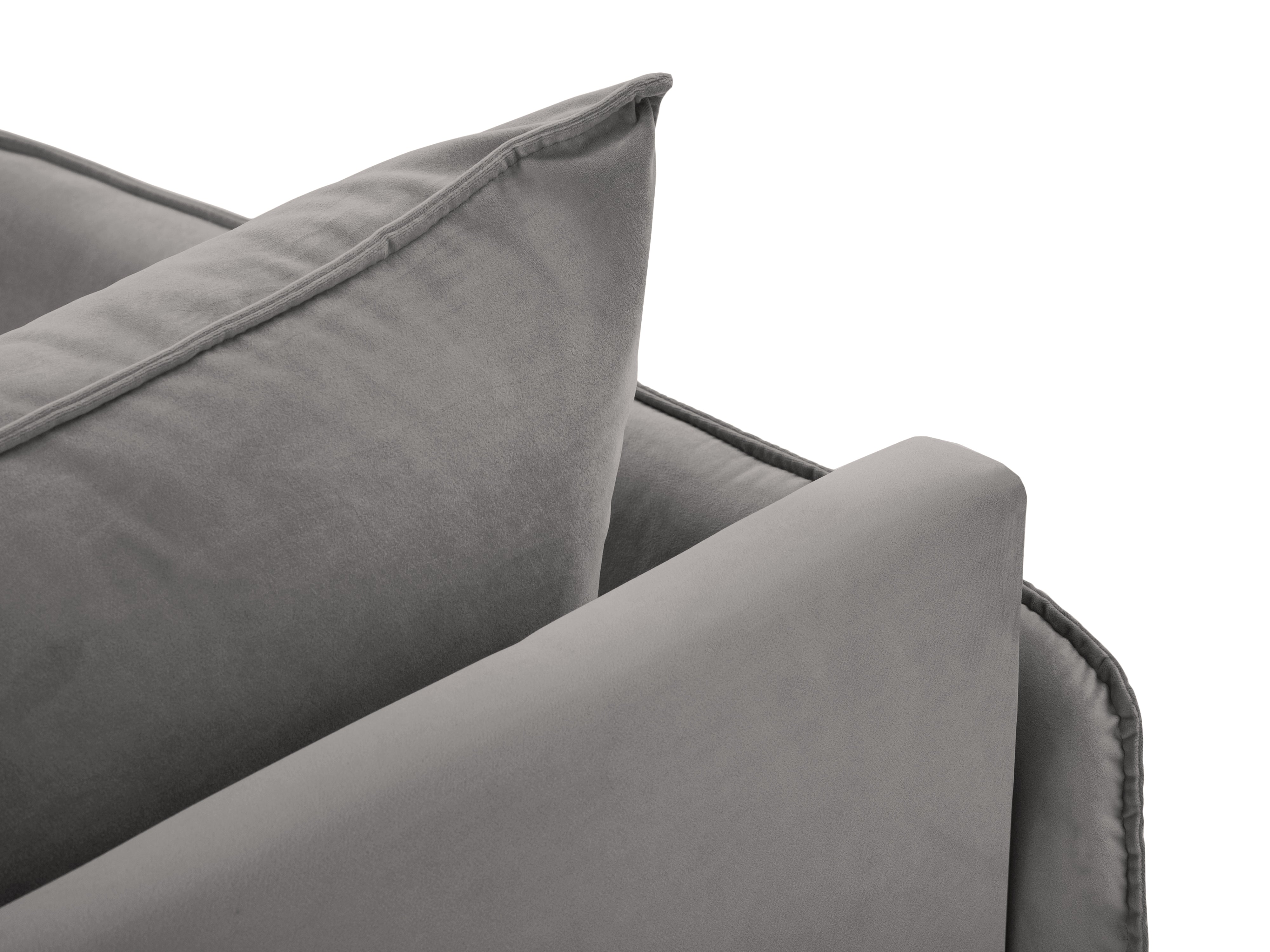 Left-facing velvet chaise longue VIENNA light gray with a gold base