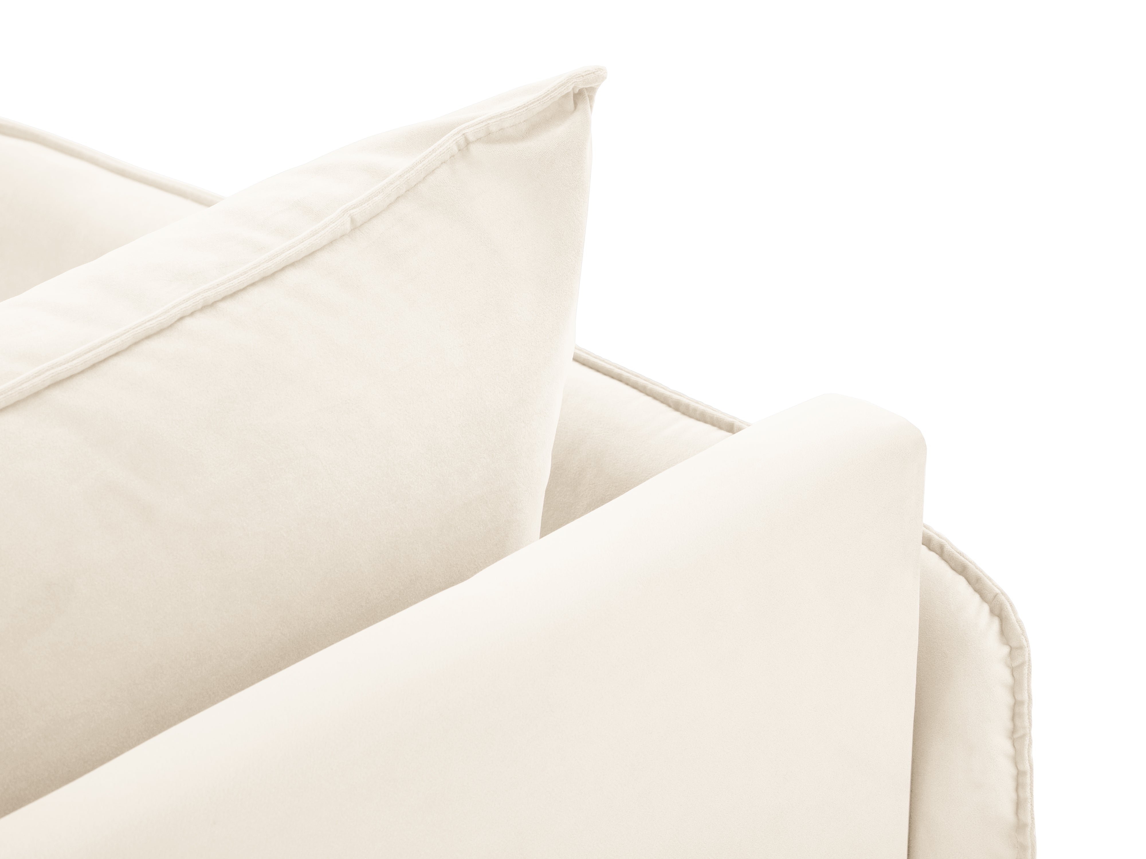 Sofalängssofa aus Samt links VIENNA hellbeige mit schwarzem Gestell