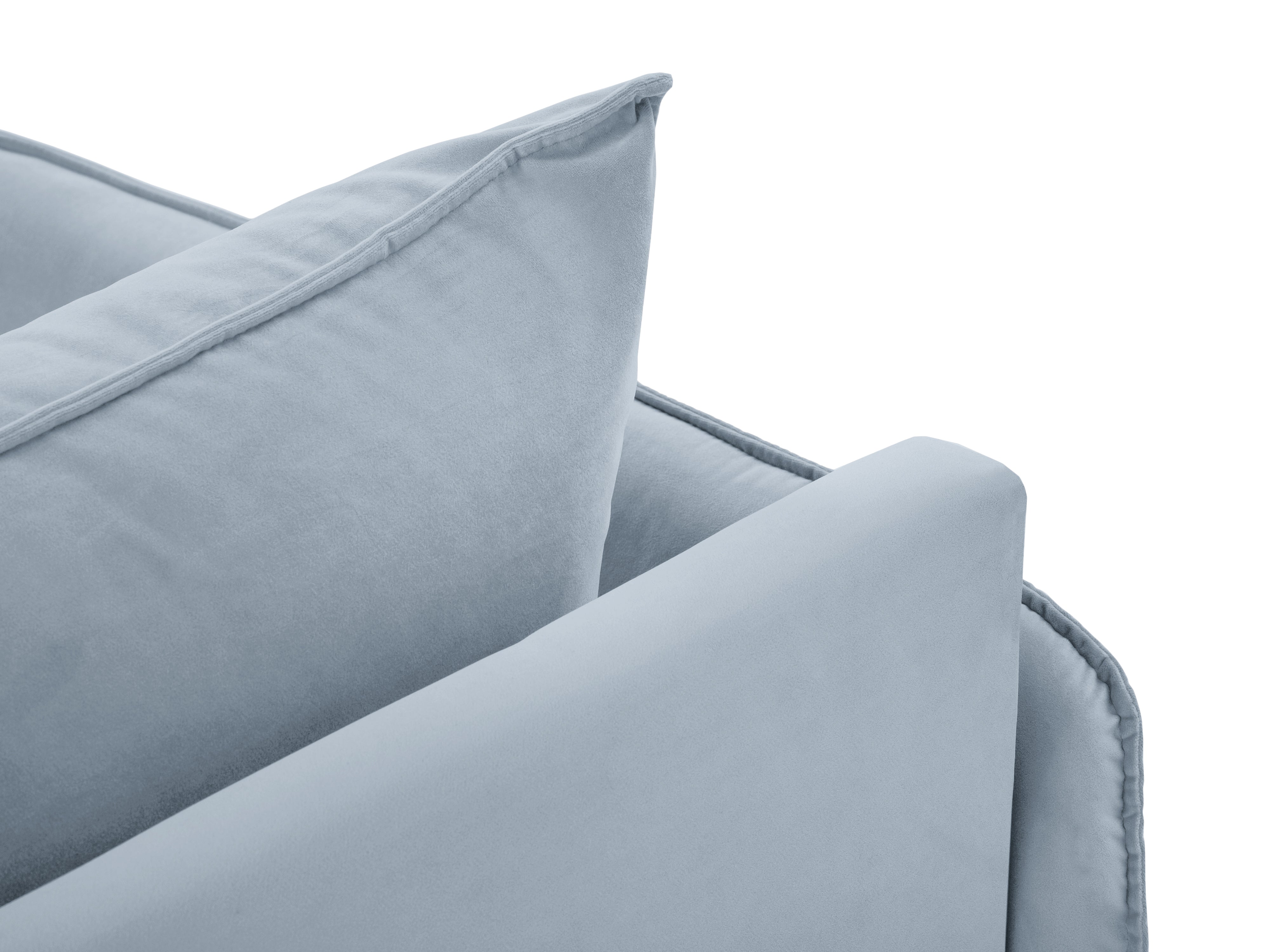 Sofalängssofa aus Samt links VIENNA hellblau mit schwarzem Gestell