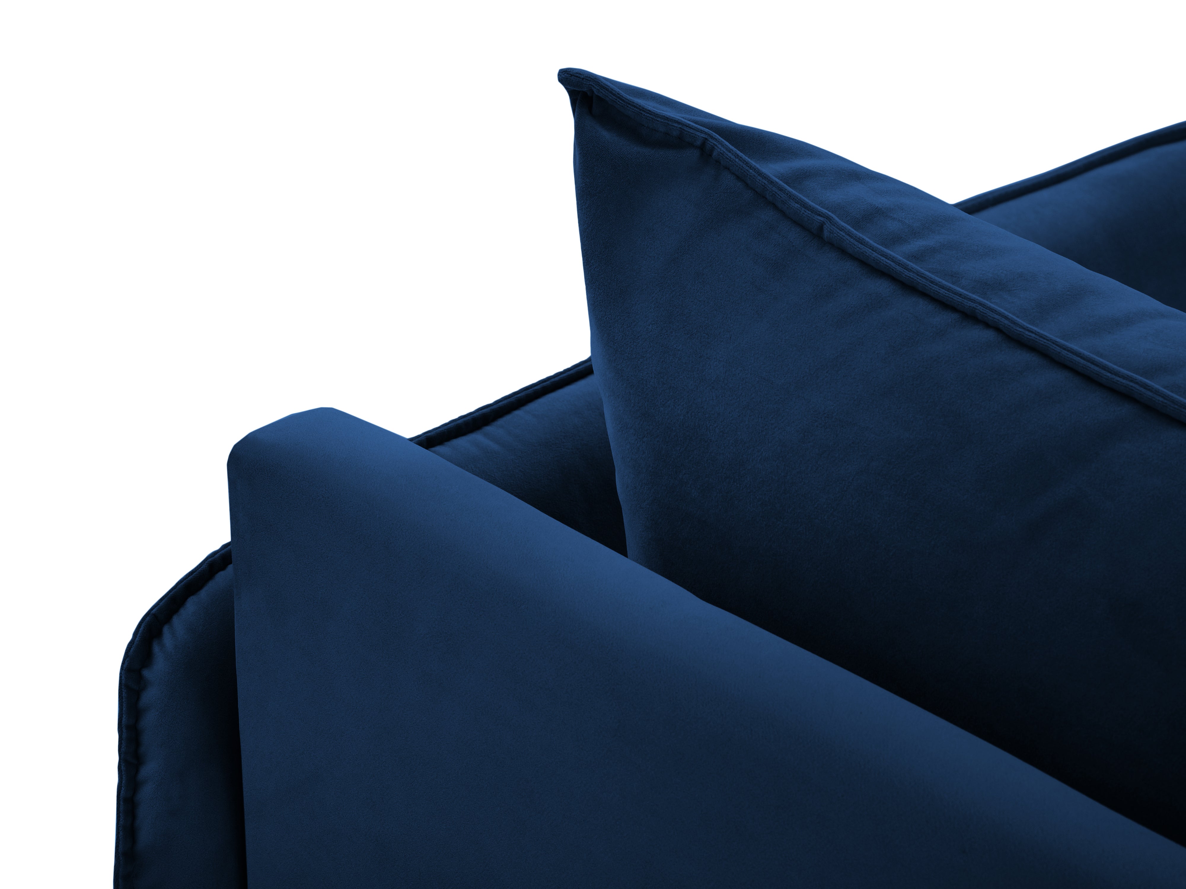 Panoramic Velvet Sofa for 6 People VIENNA in Royal Blue with Gold Base