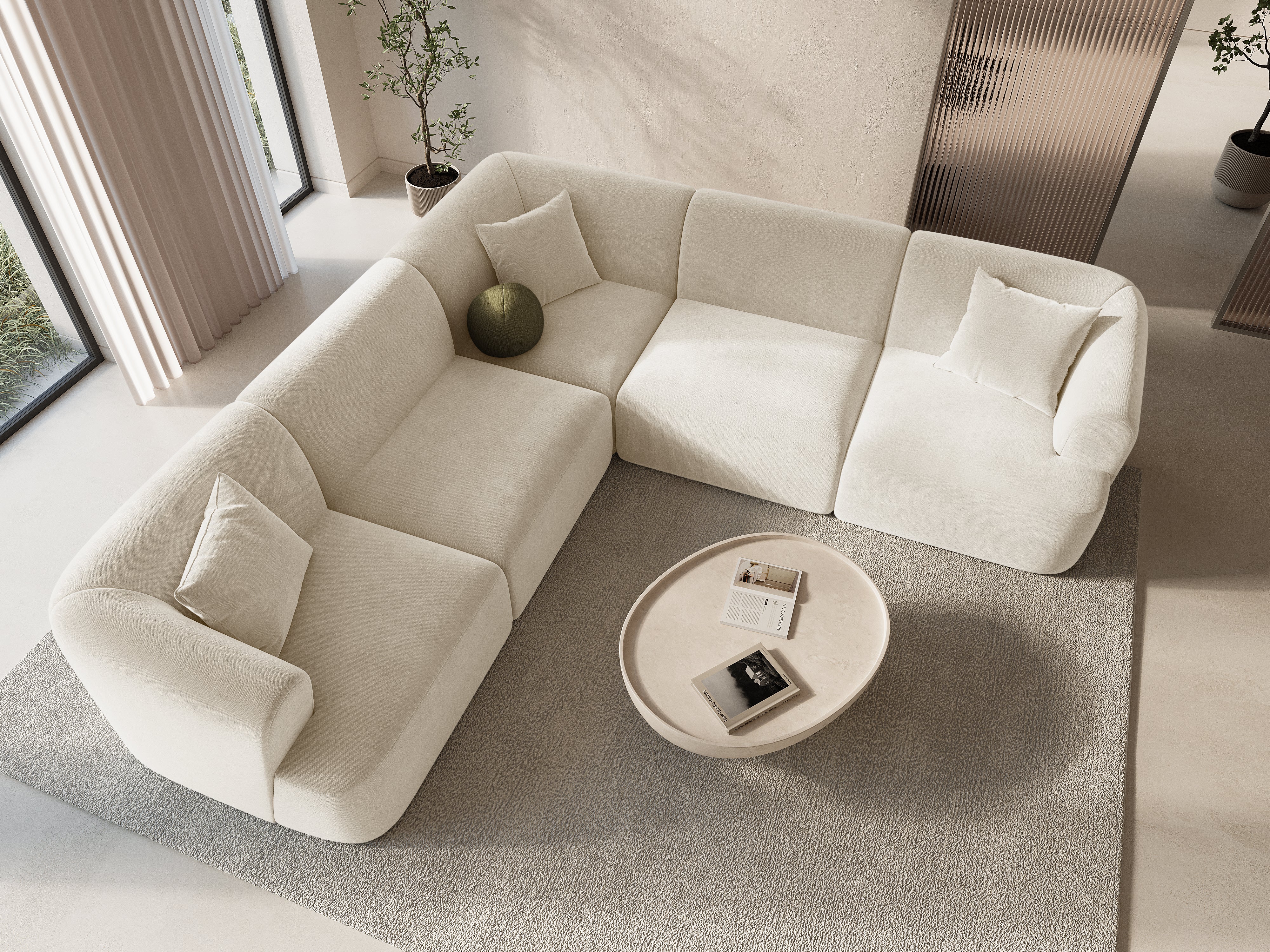 Symmetrical 4-Seater Sofa CAMPI Blue Chenille