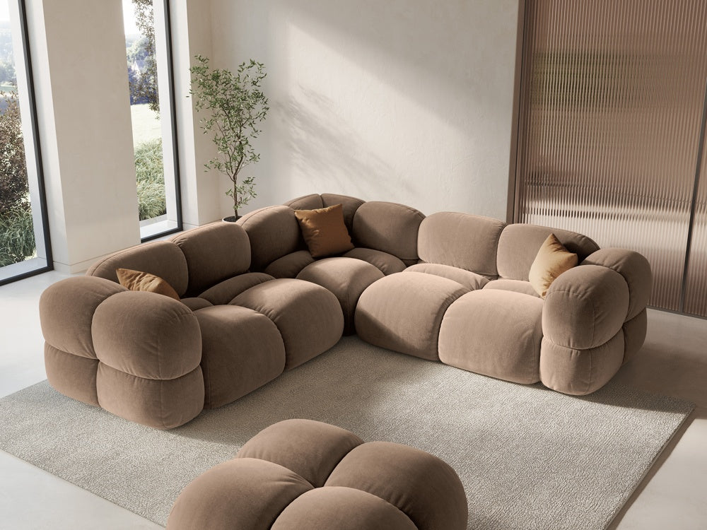 Symmetrical Velvet Corner Sofa LORETTO Dark Beige