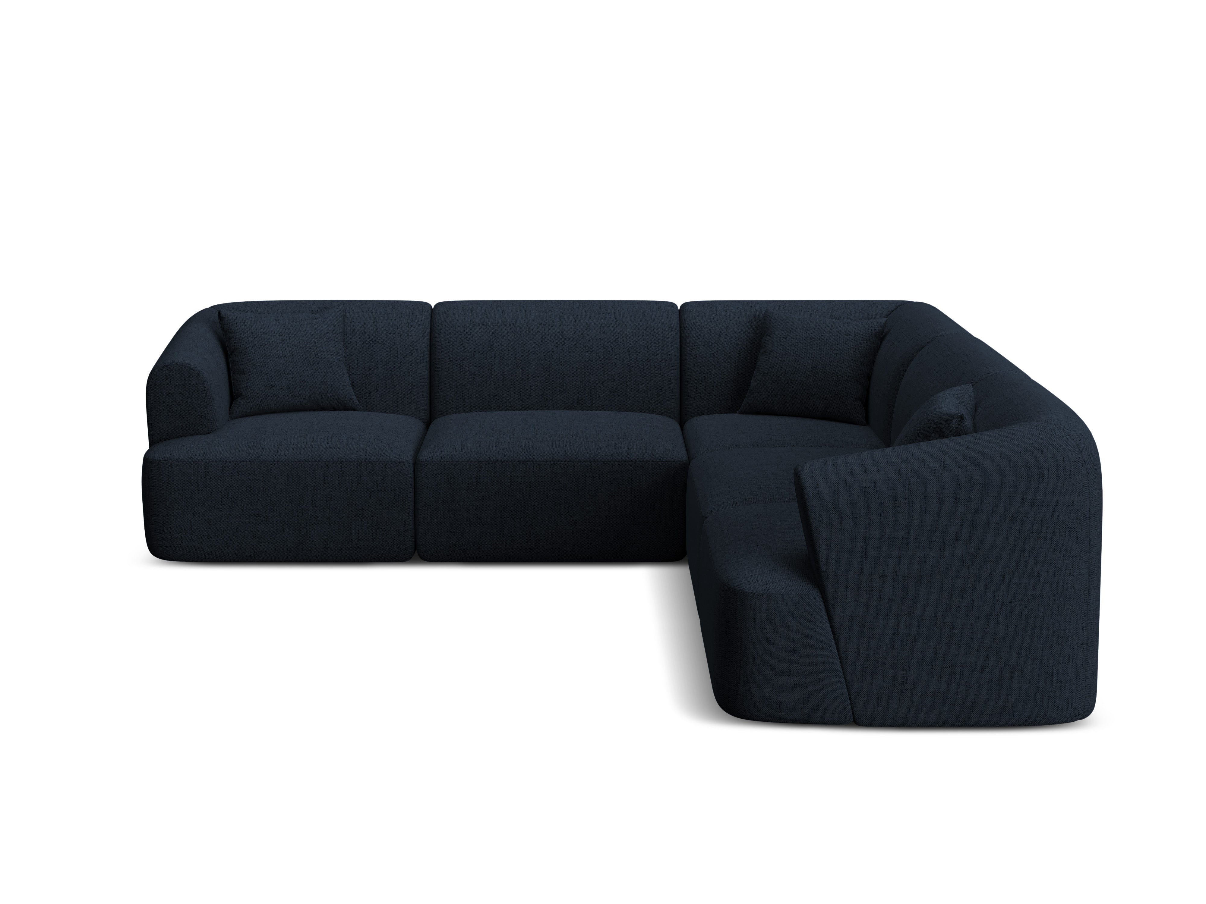 Symmetrische 4-Sitzer-Couch CAMPI in blauer Chenille