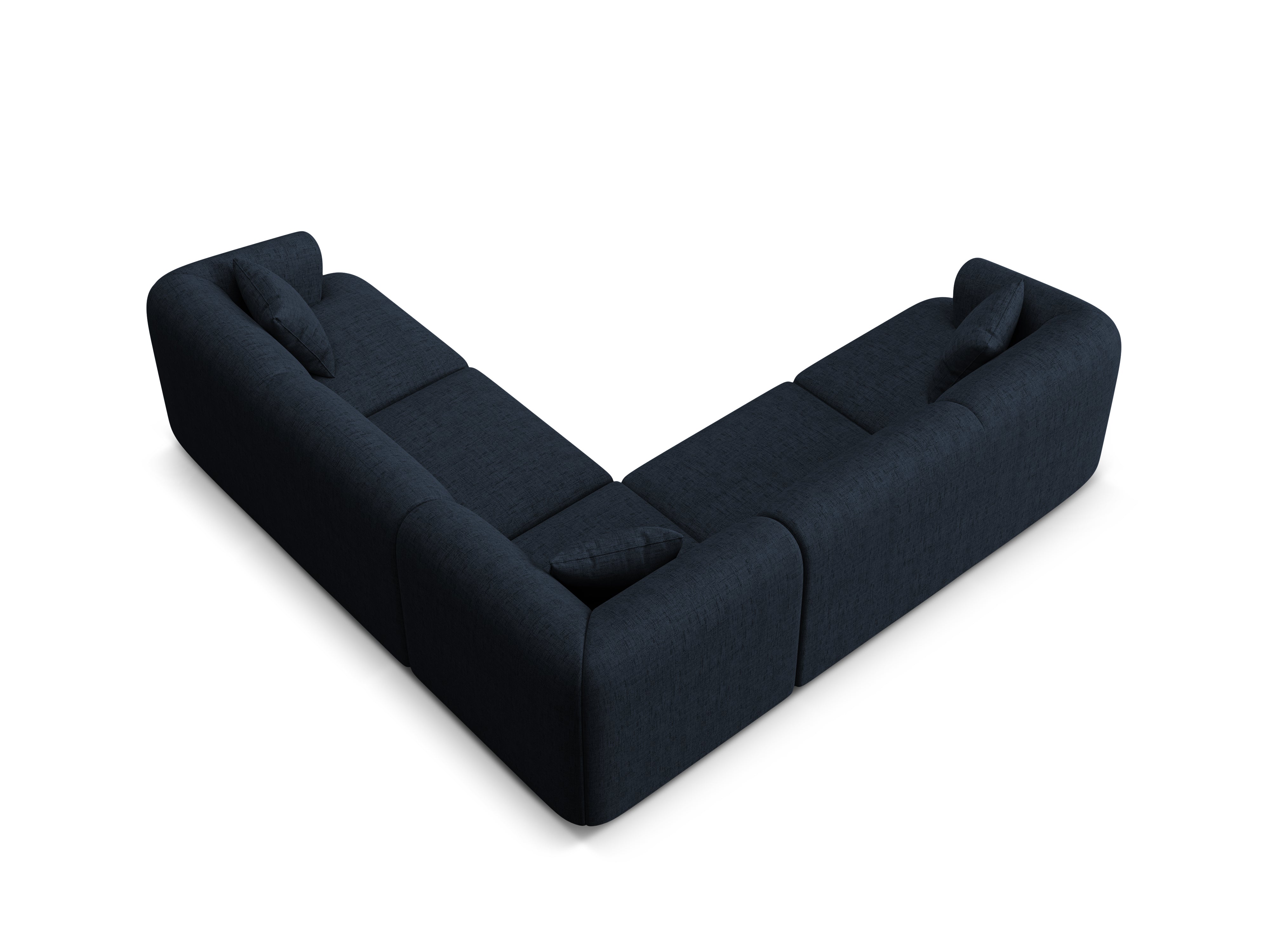 Symmetrische 4-Sitzer-Couch CAMPI in blauer Chenille
