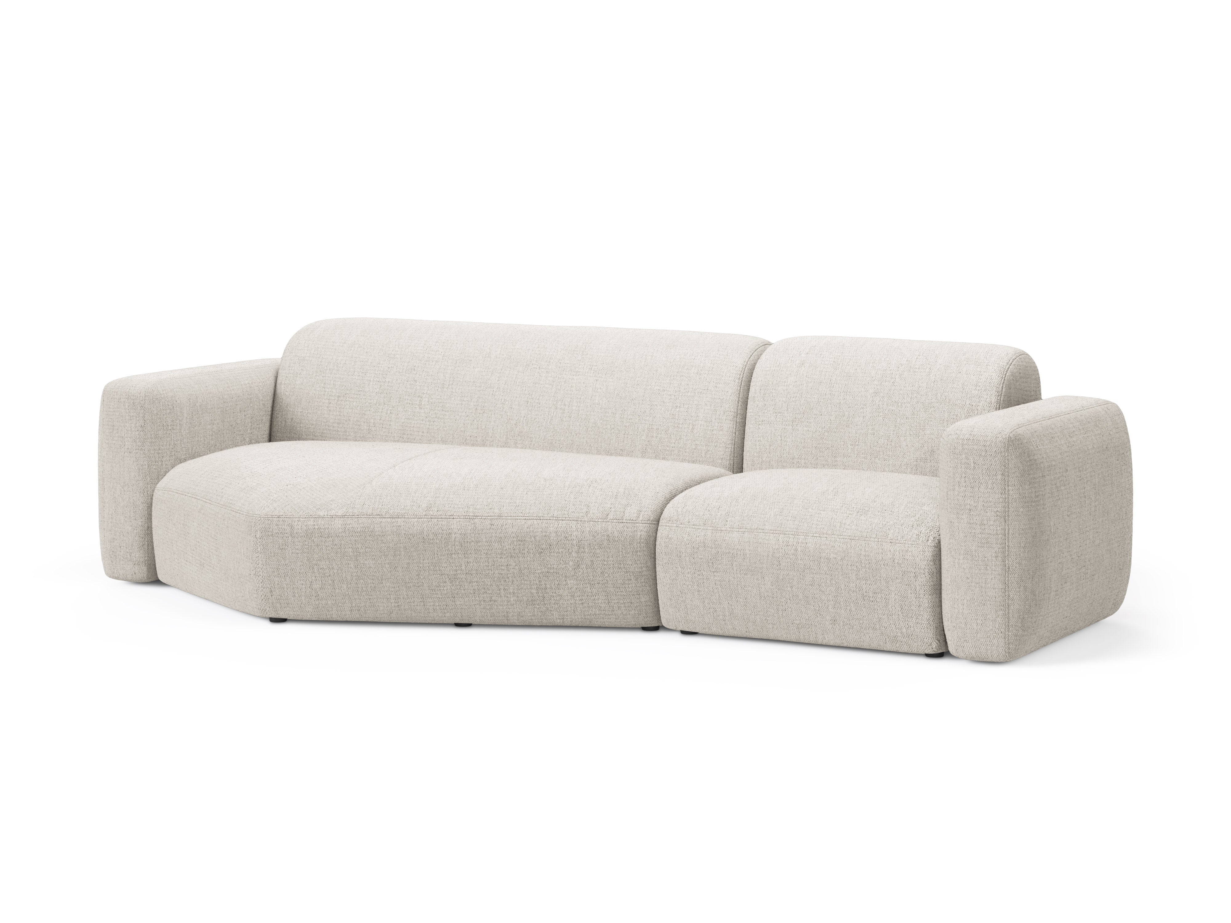 Linksseitige Eckcouch STRINO in cremefarbenem Chenille