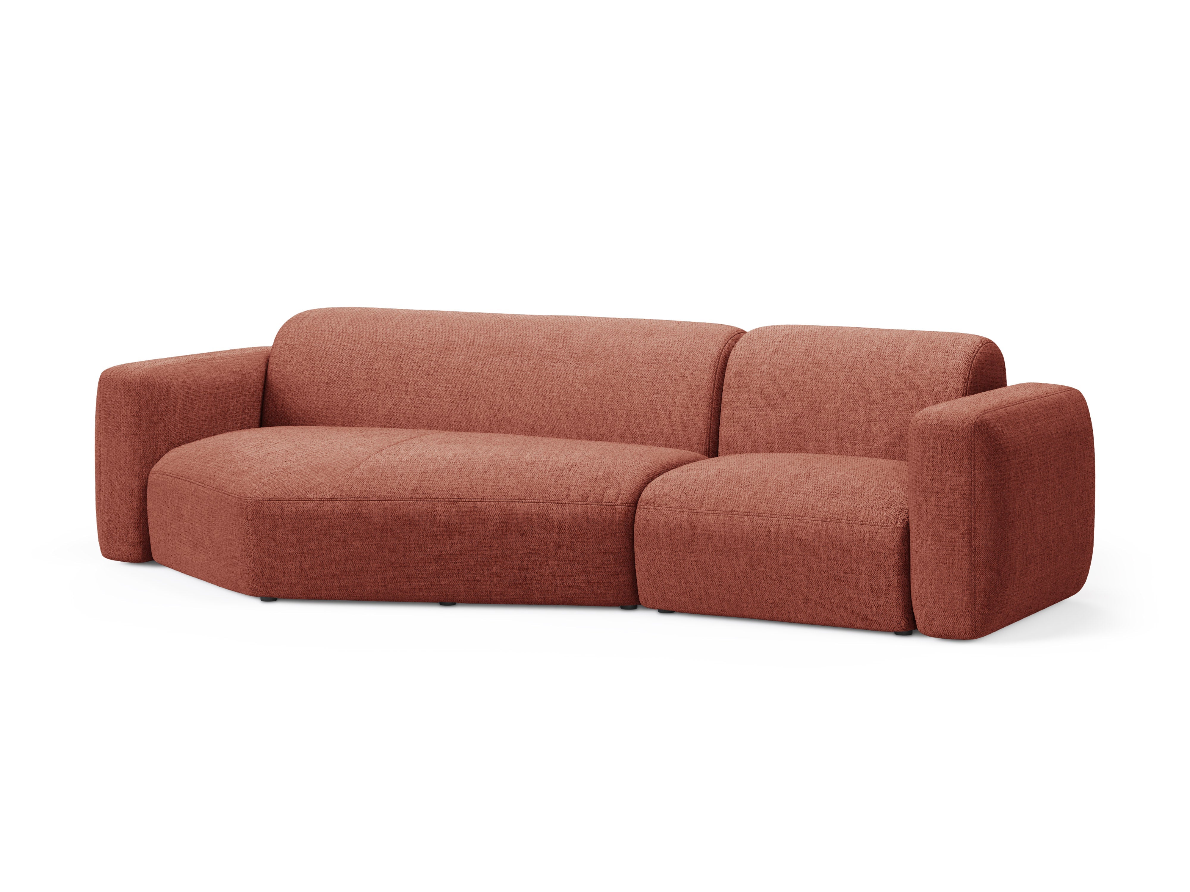 Linksseitige Eckcouch STRINO korallenfarbener Chenille