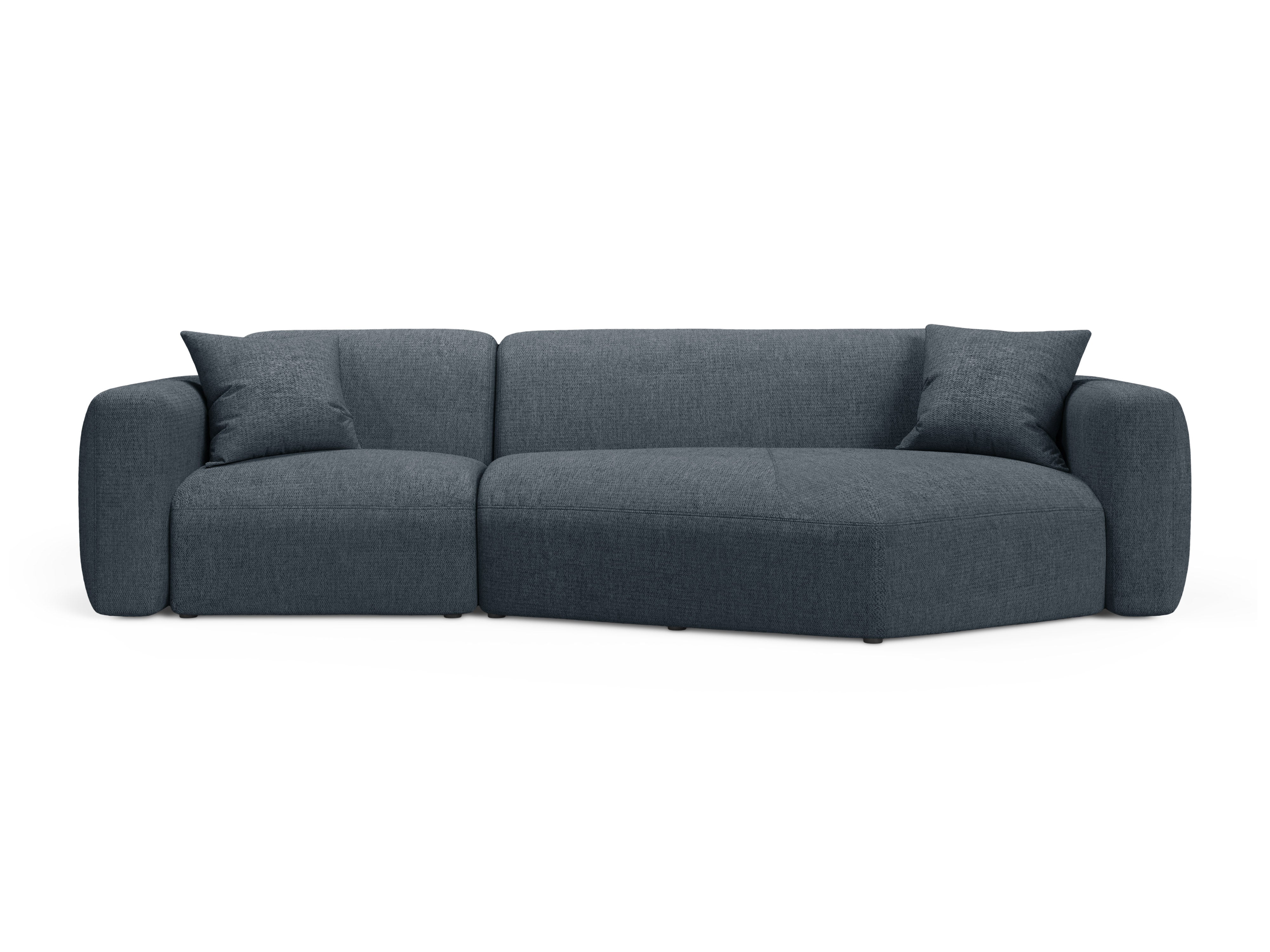 Rechtsseitige Eckcouch STRINO in blauer Chenille