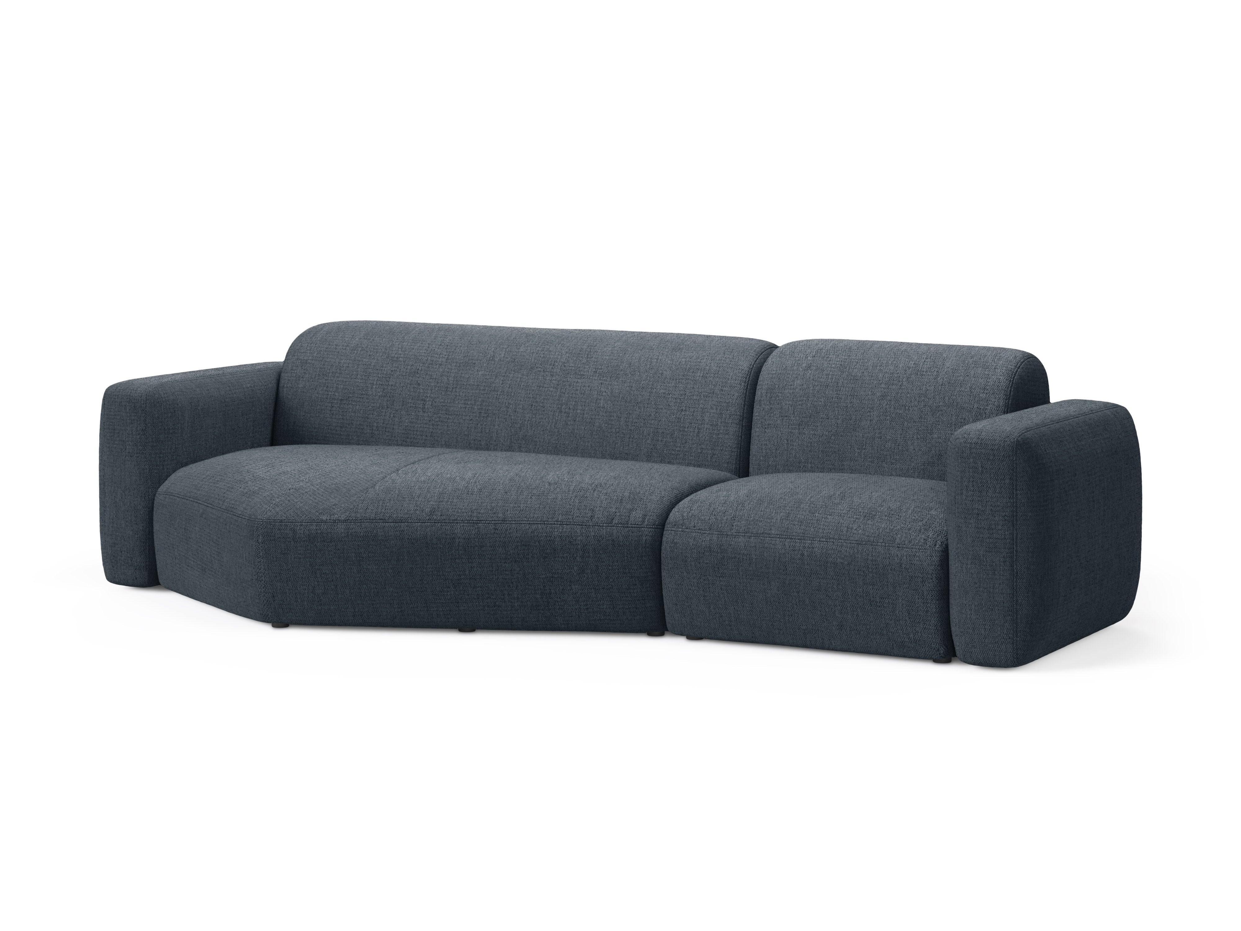 Linksseitige Eckcouch STRINO in blauem Chenille