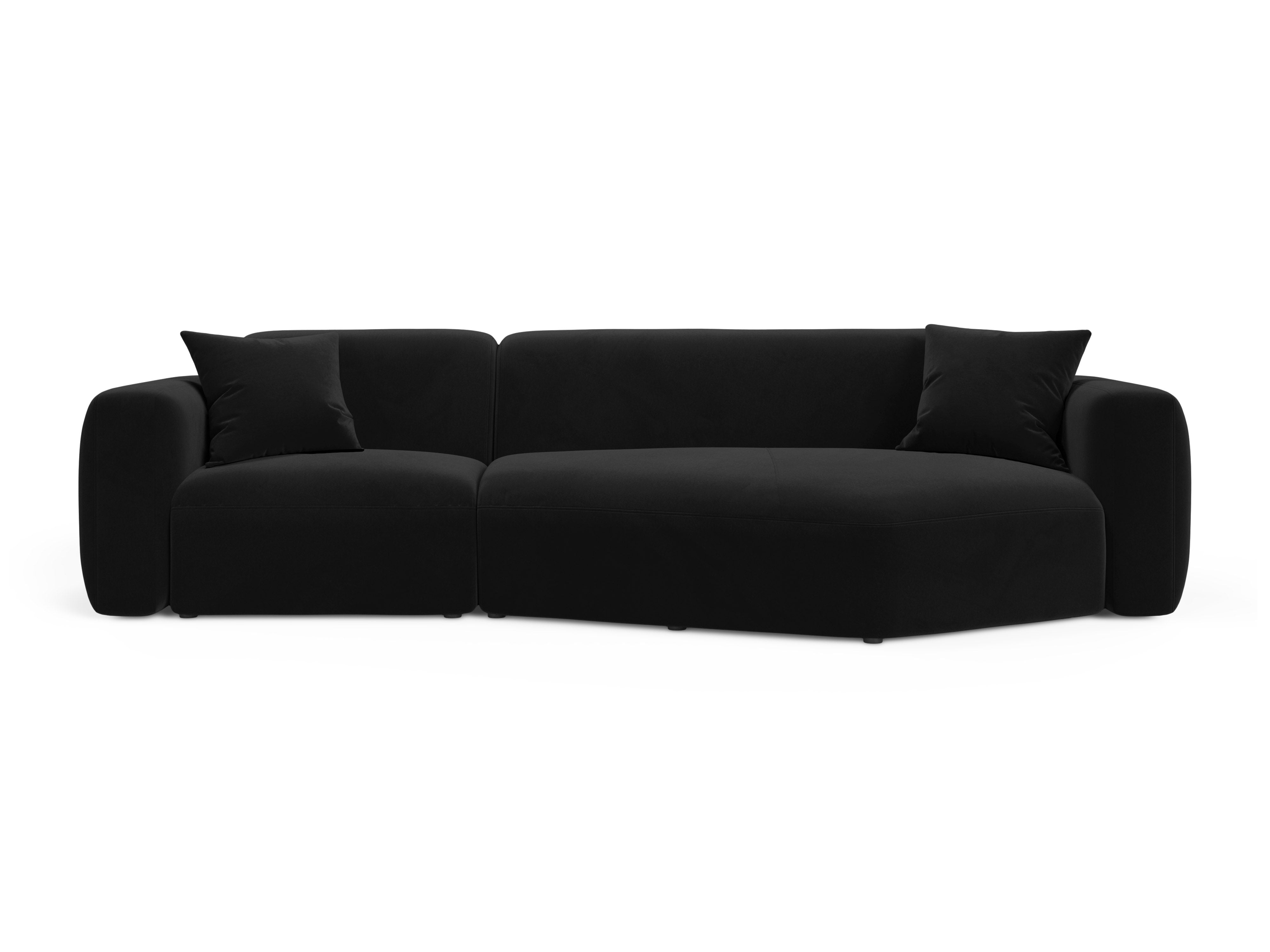 Samt-Ecksofa rechts STRINO schwarz