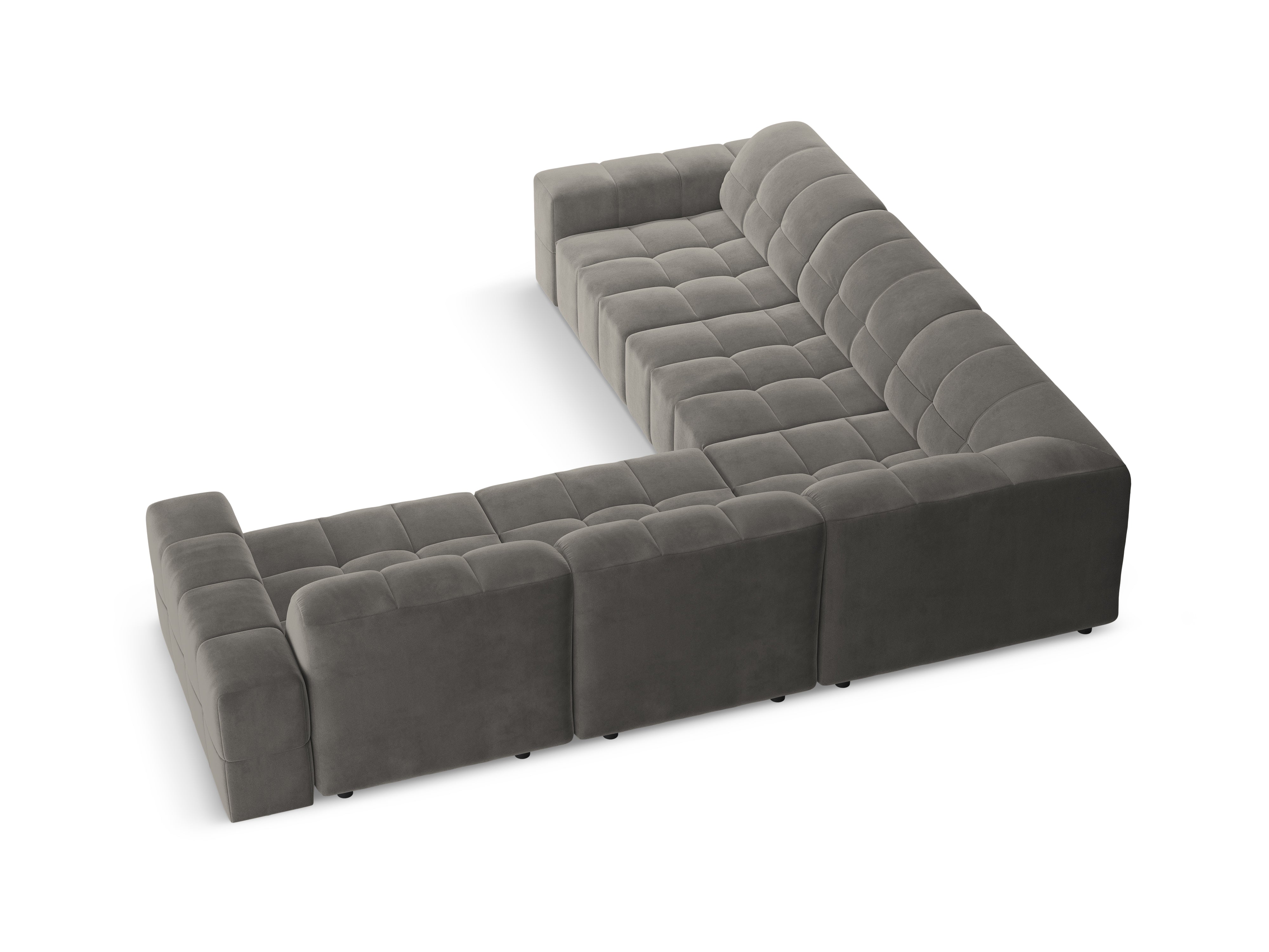 Symmetrische Samt-Eckcouch CHICAGO grau