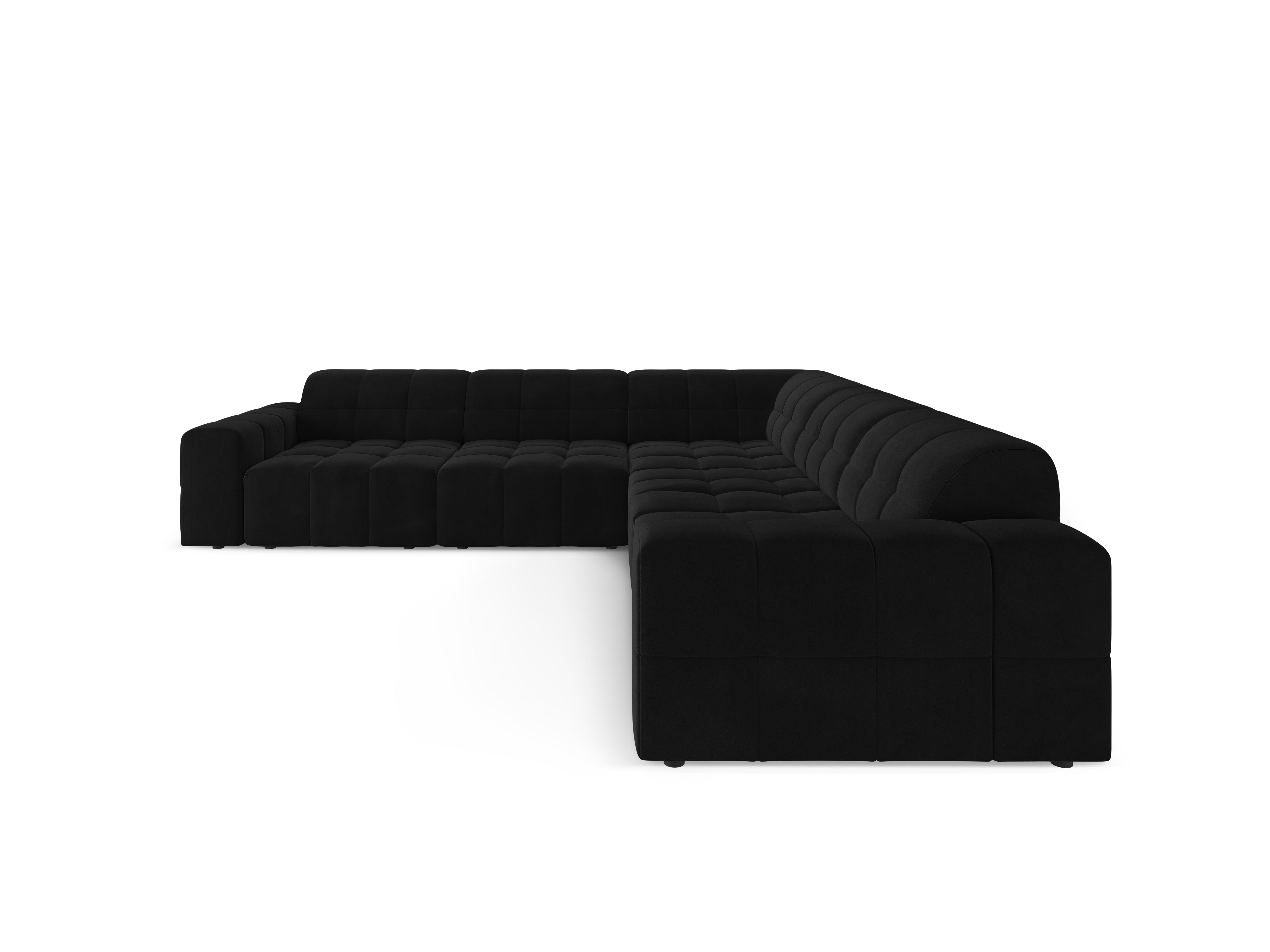 Symmetrische Samt-Eckcouch CHICAGO schwarz