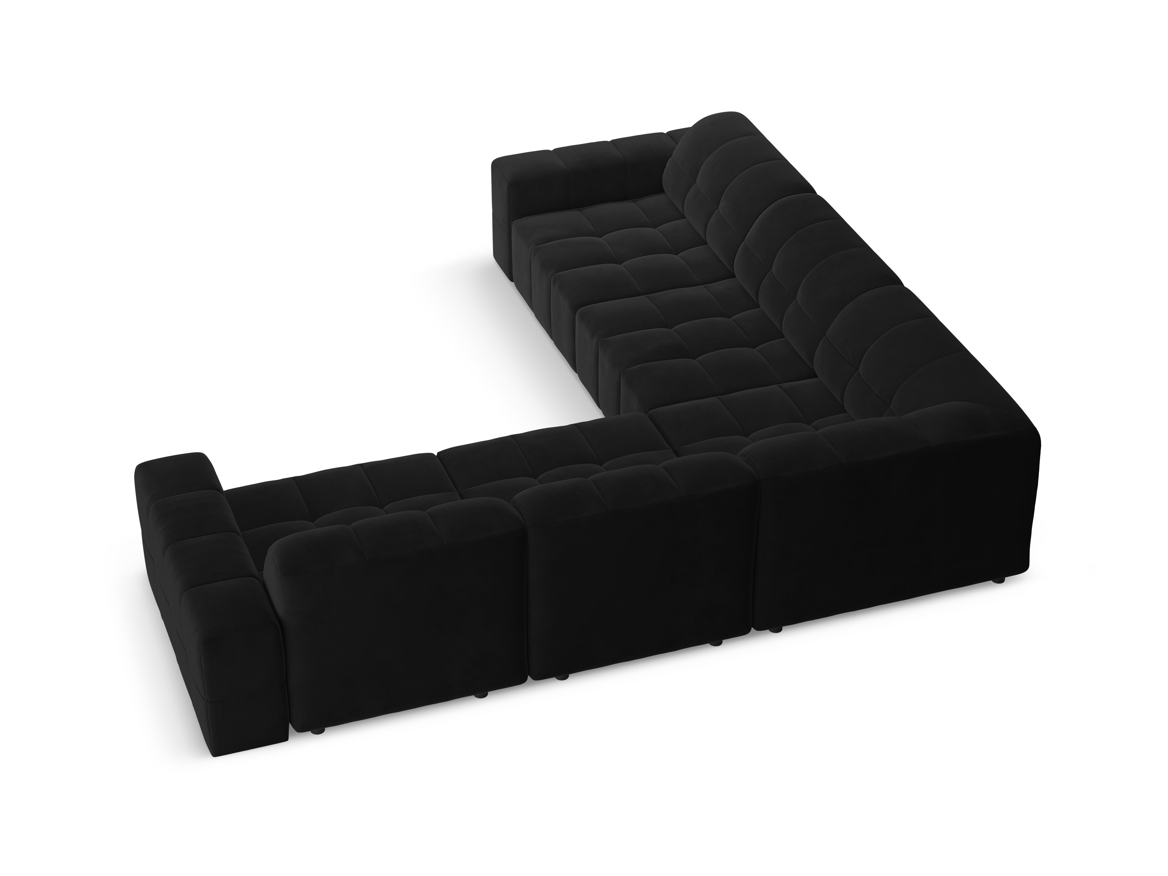 Symmetrische Samt-Eckcouch CHICAGO schwarz