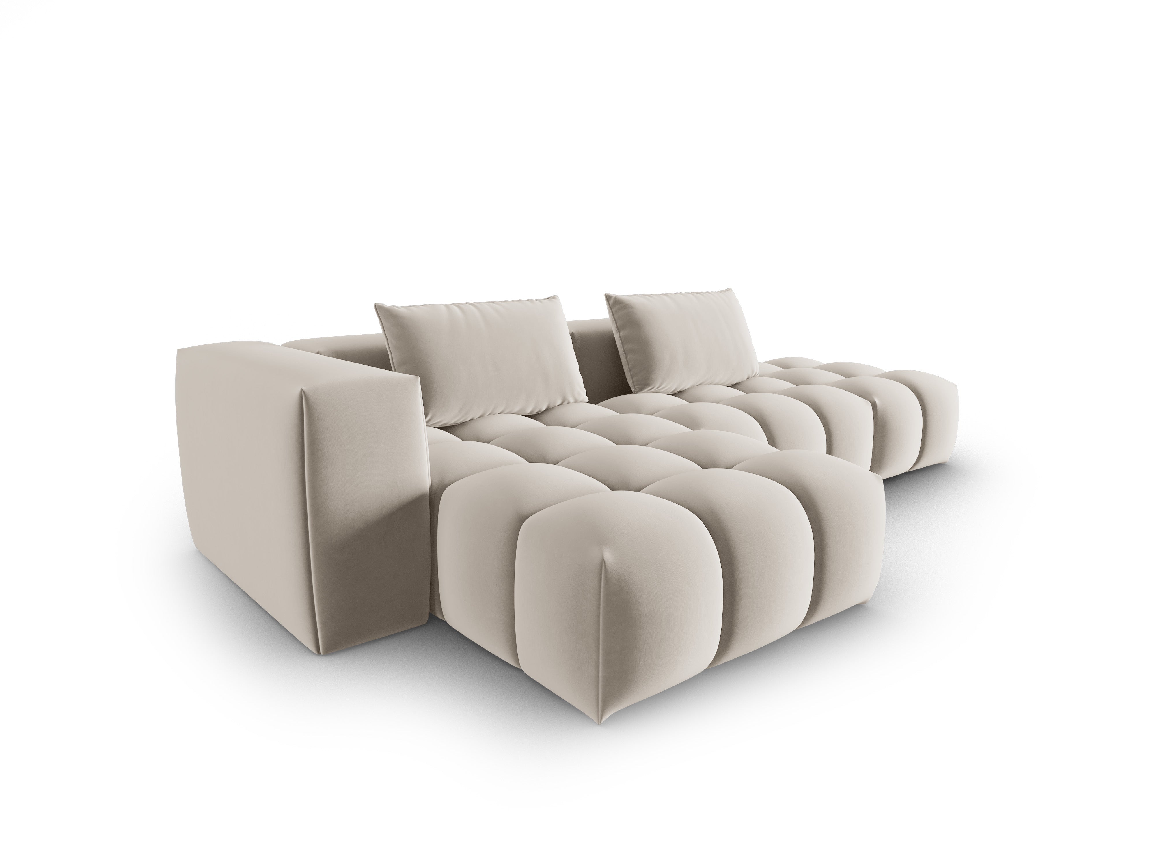 4-sitziges offenes Samt-Ecksofa linksseitig VERONA ecru