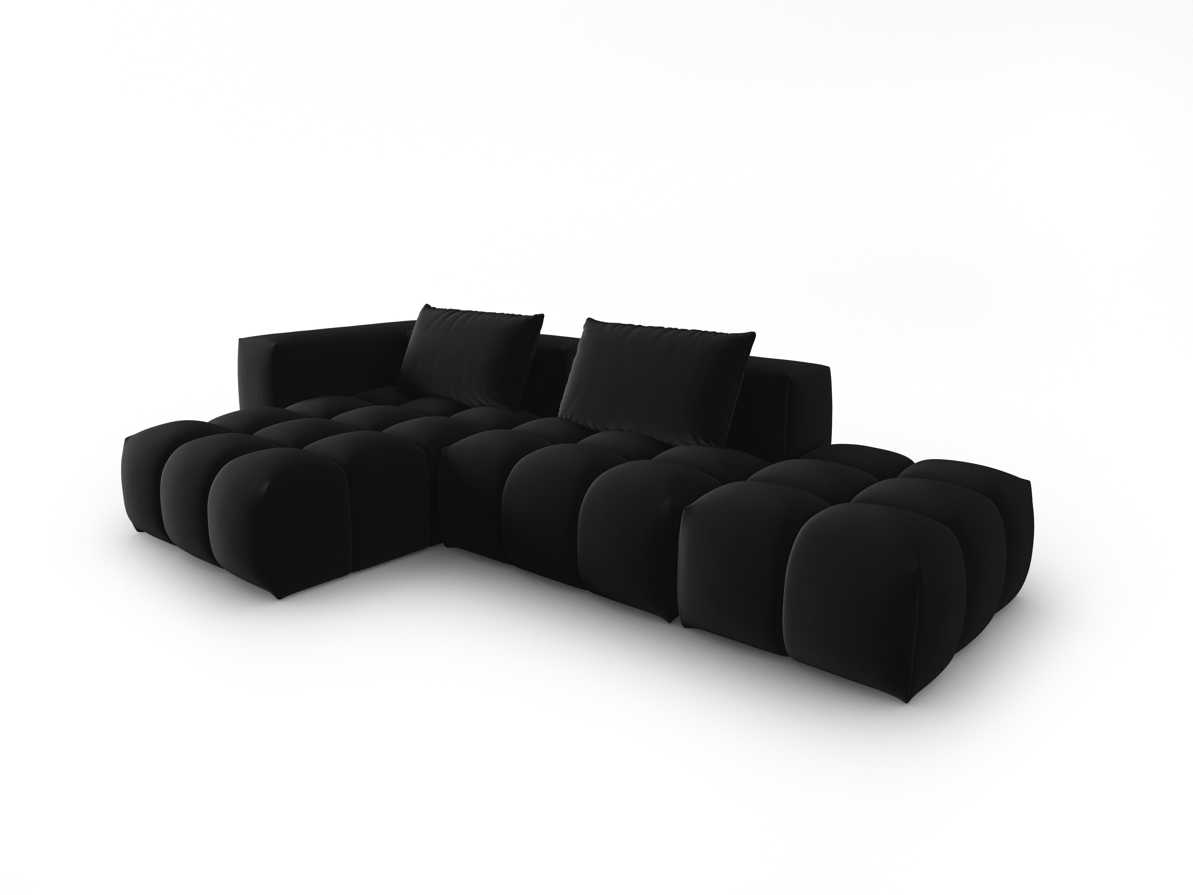 4-sitziges offenes Samt-Ecksofa linksseitig VERONA schwarz