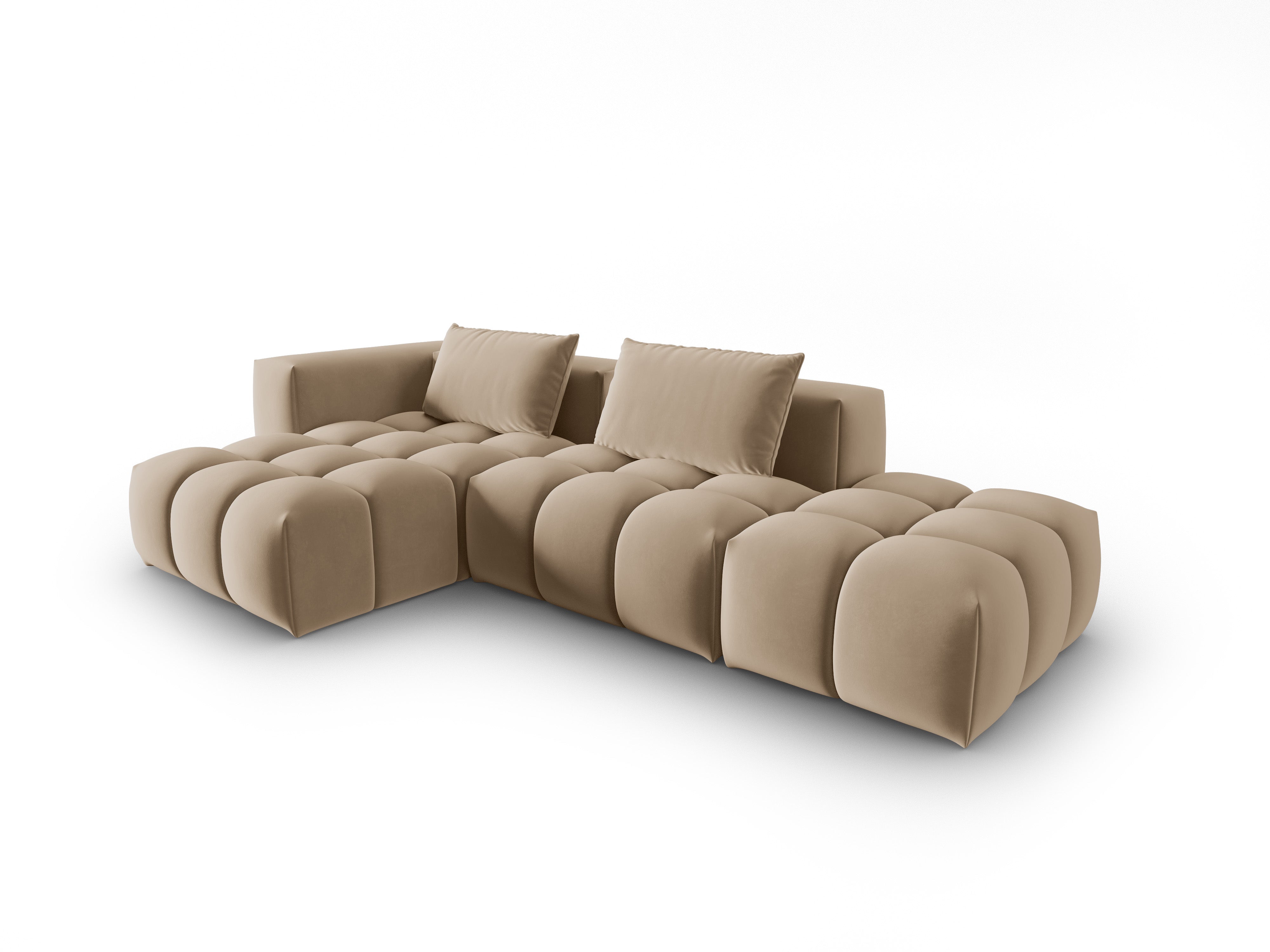 Open left-facing 4-seater velvet corner sofa VERONA sand