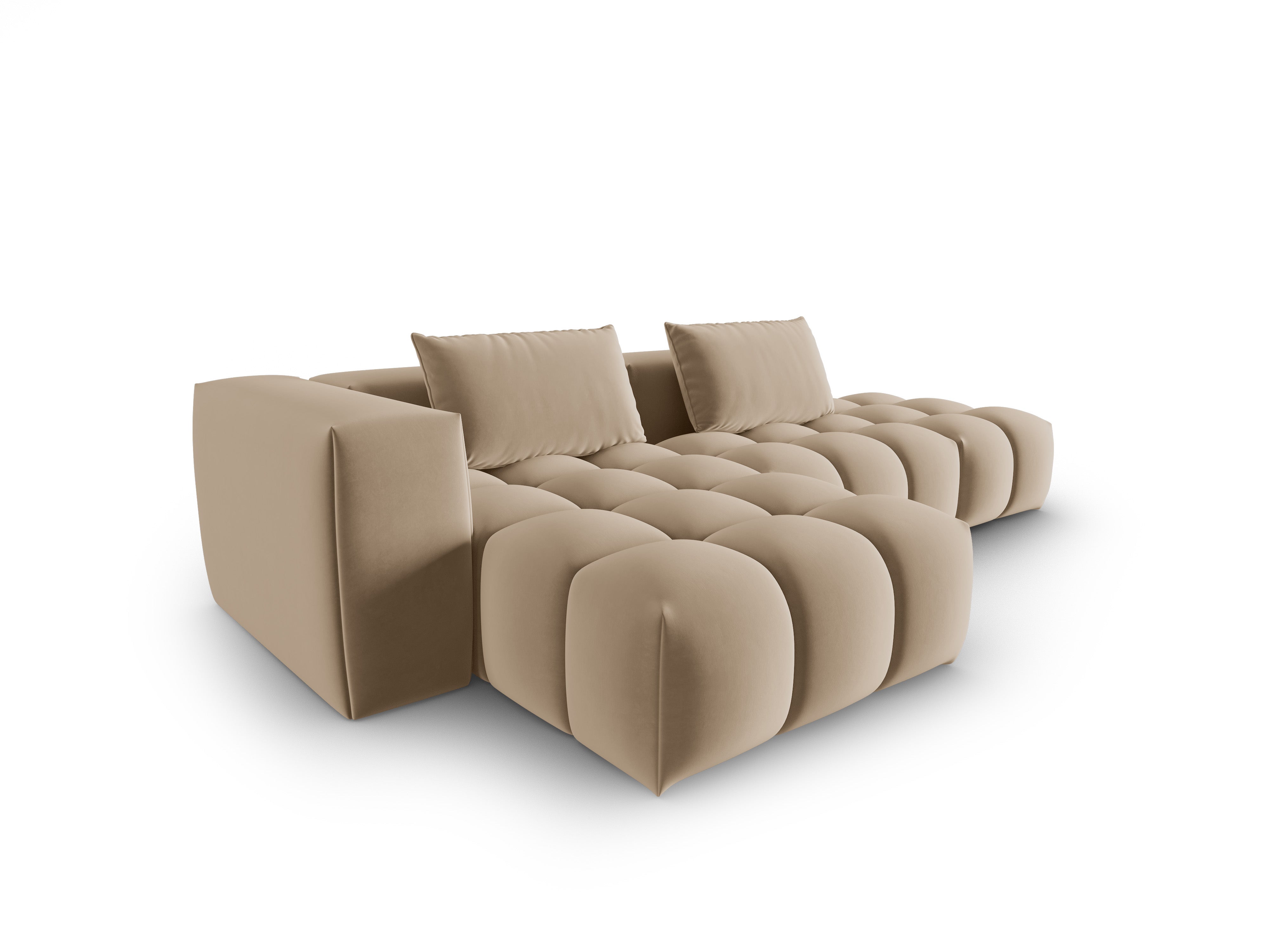 4-sitziges offenes Samt-Ecksofa linksseitig VERONA sandfarben