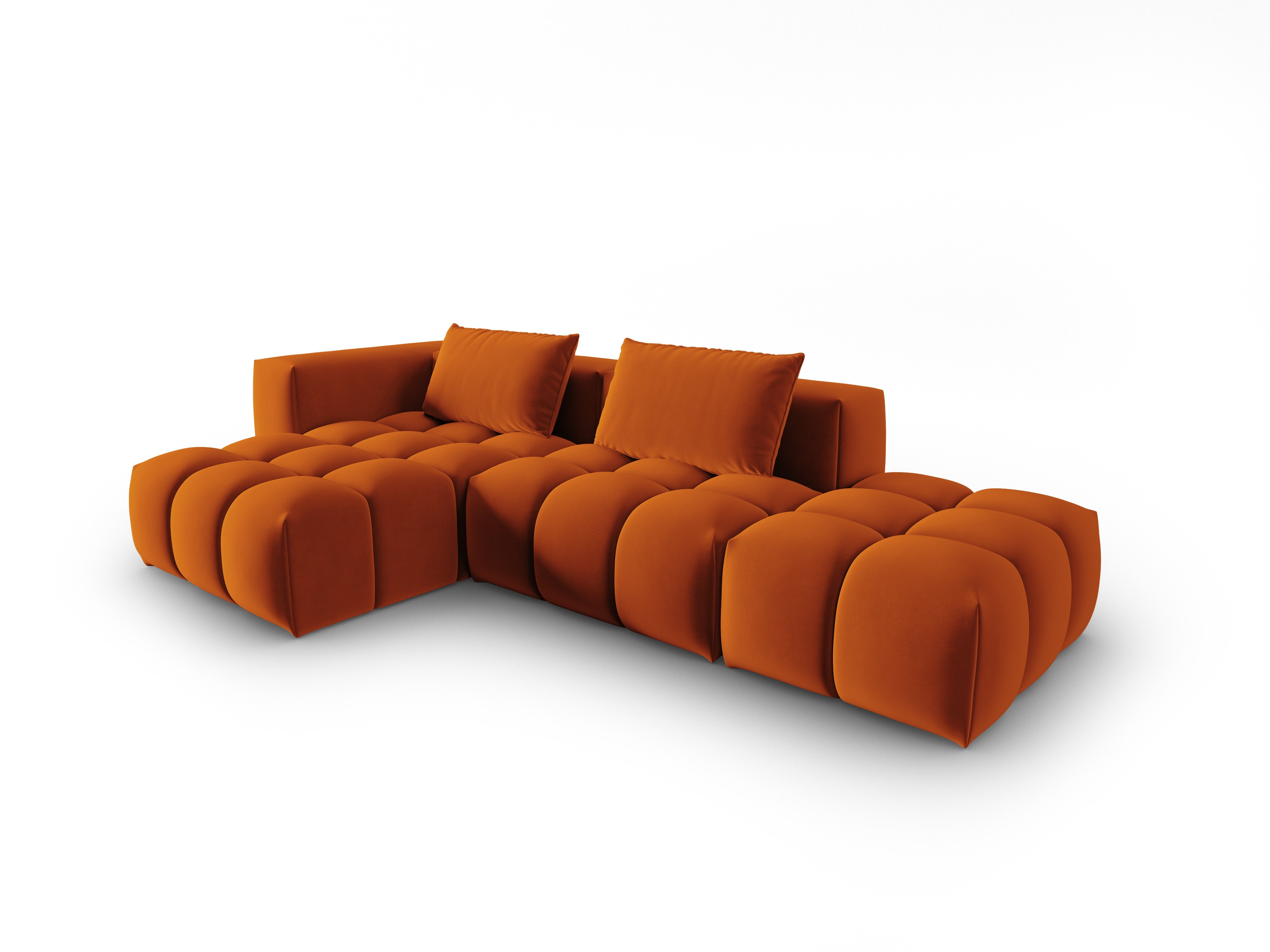 Open left-facing 4-seater velvet corner sofa VERONA brick