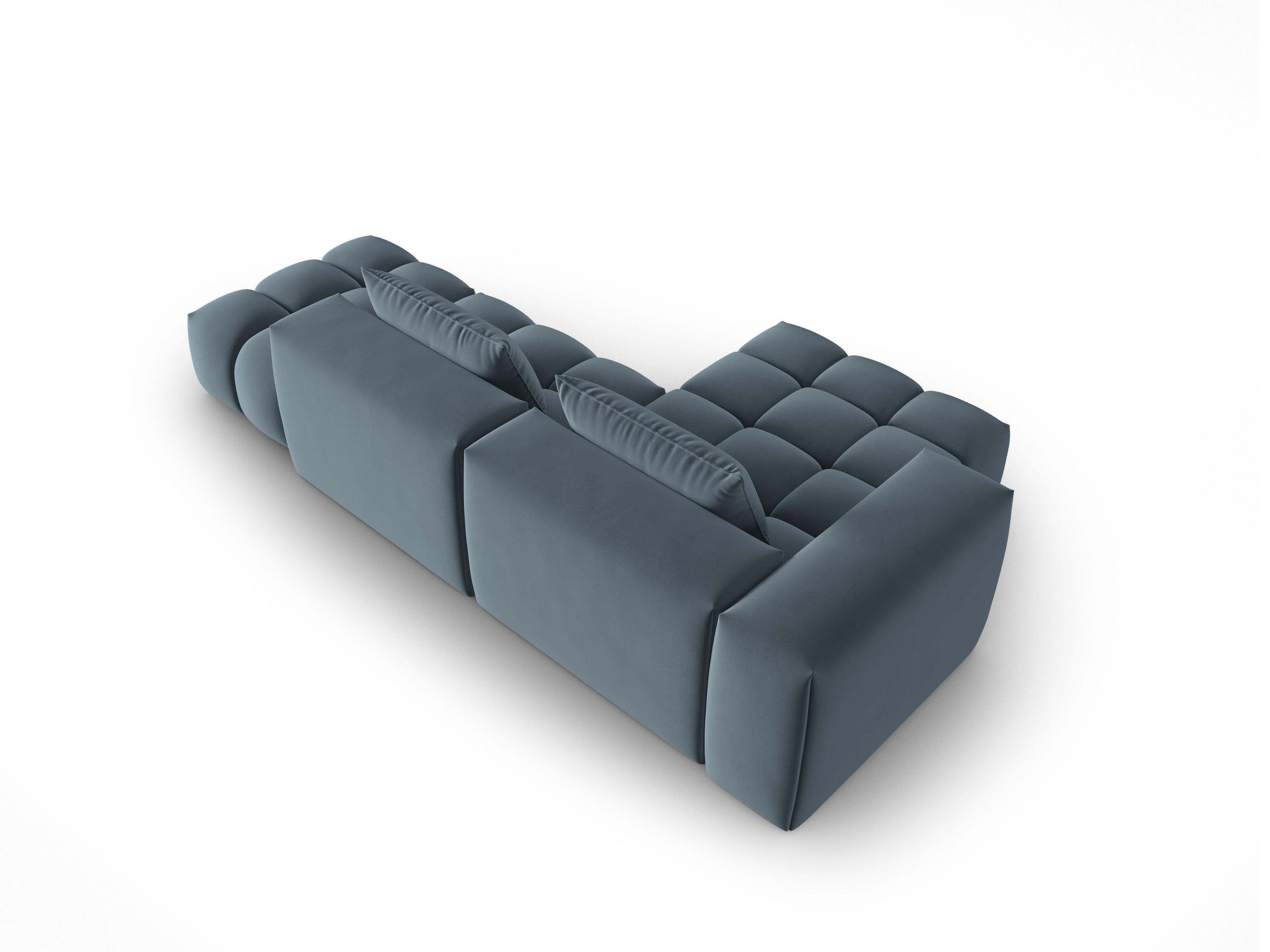 Open left-facing 4-seater velvet corner sofa VERONA blue