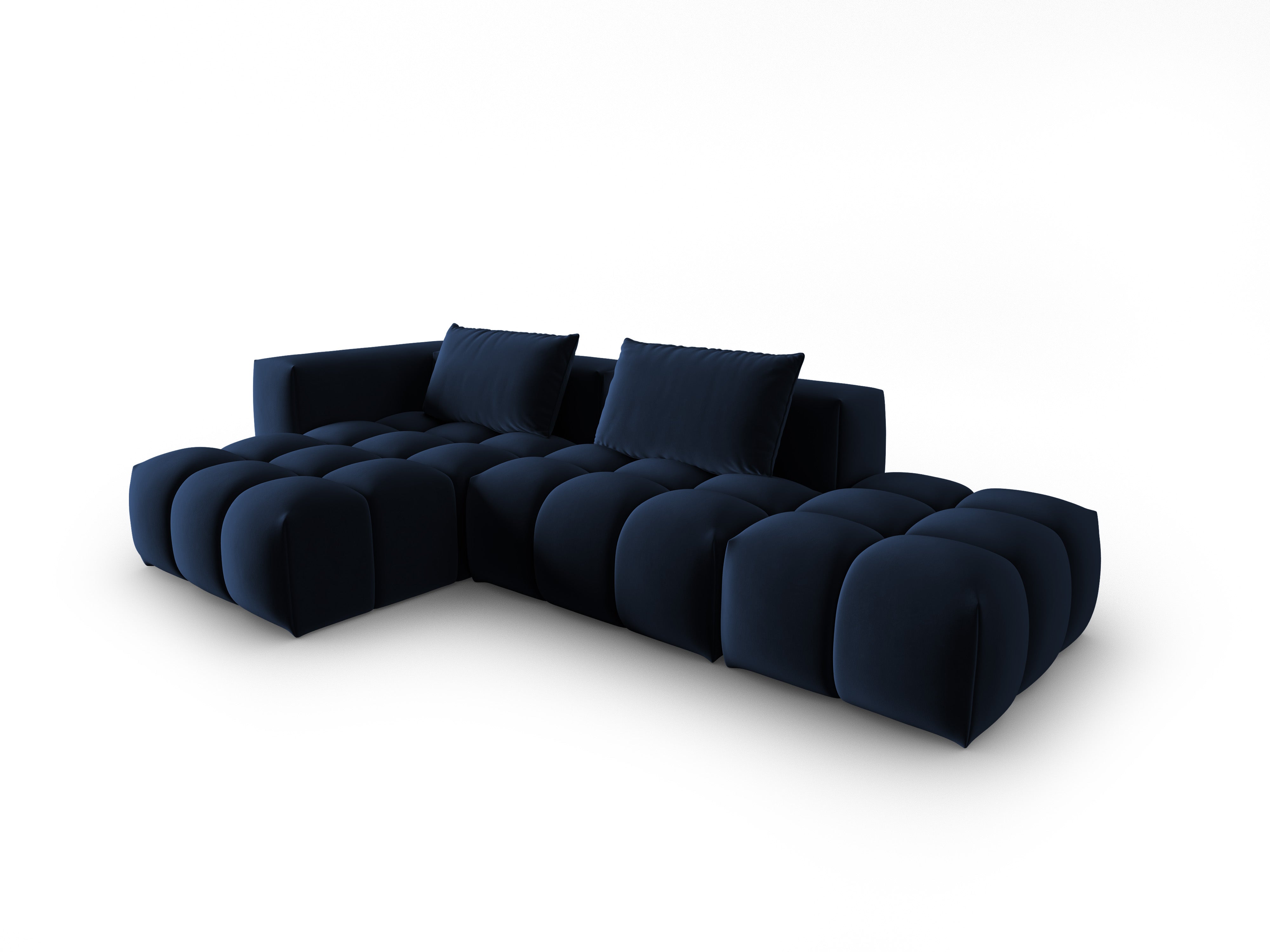 Open left-facing 4-seater velvet corner sofa VERONA royal blue