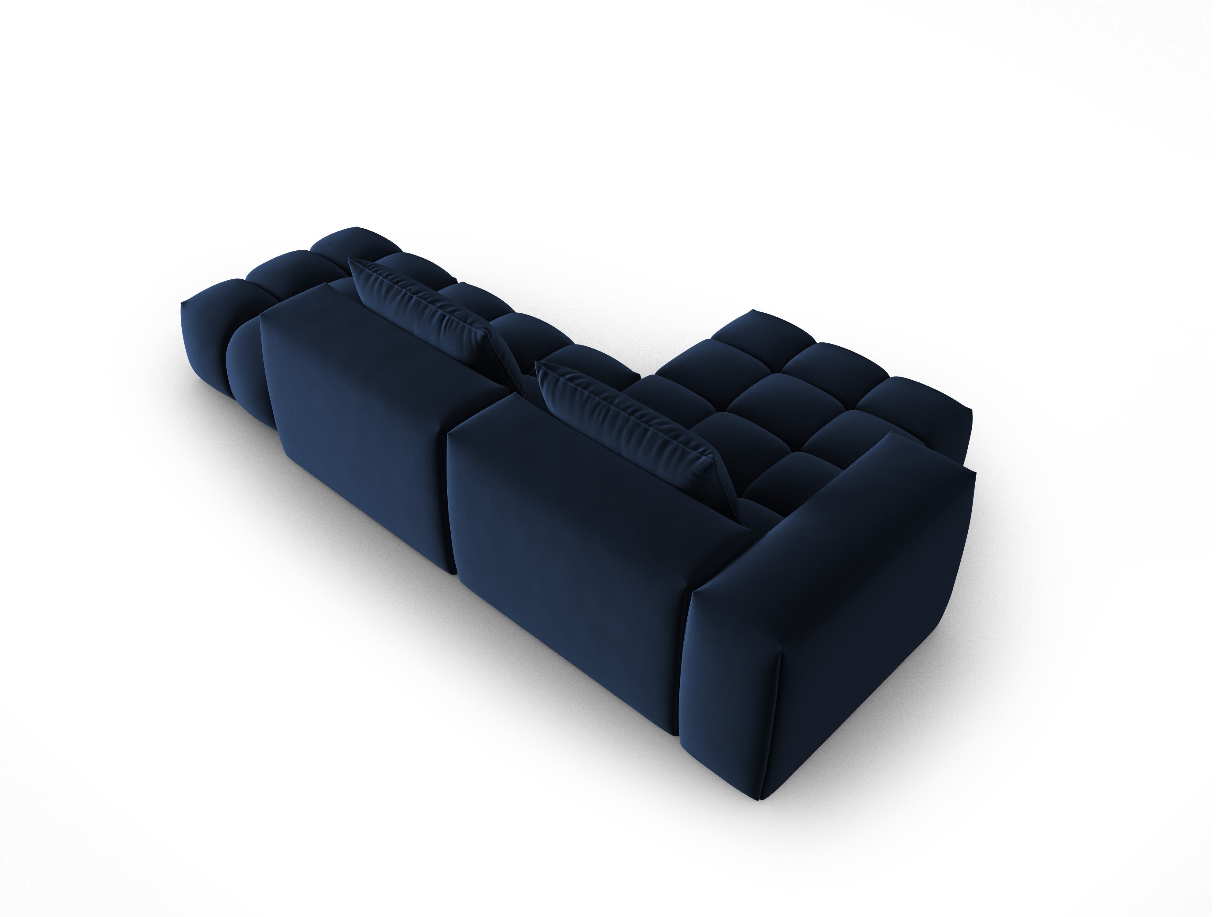 Open left-facing 4-seater velvet corner sofa VERONA royal blue