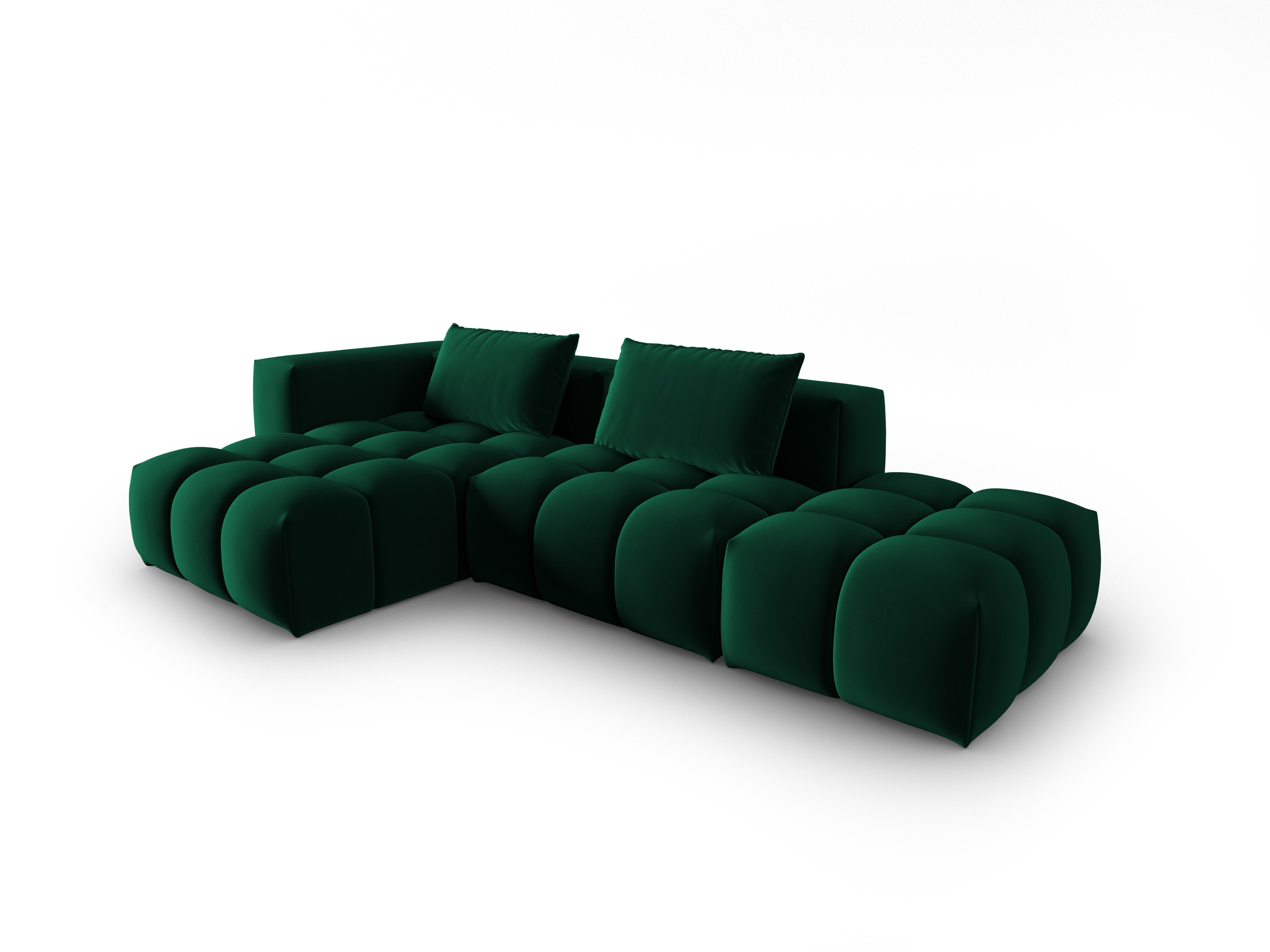 Open left-facing 4-seater velvet corner sofa VERONA bottle green