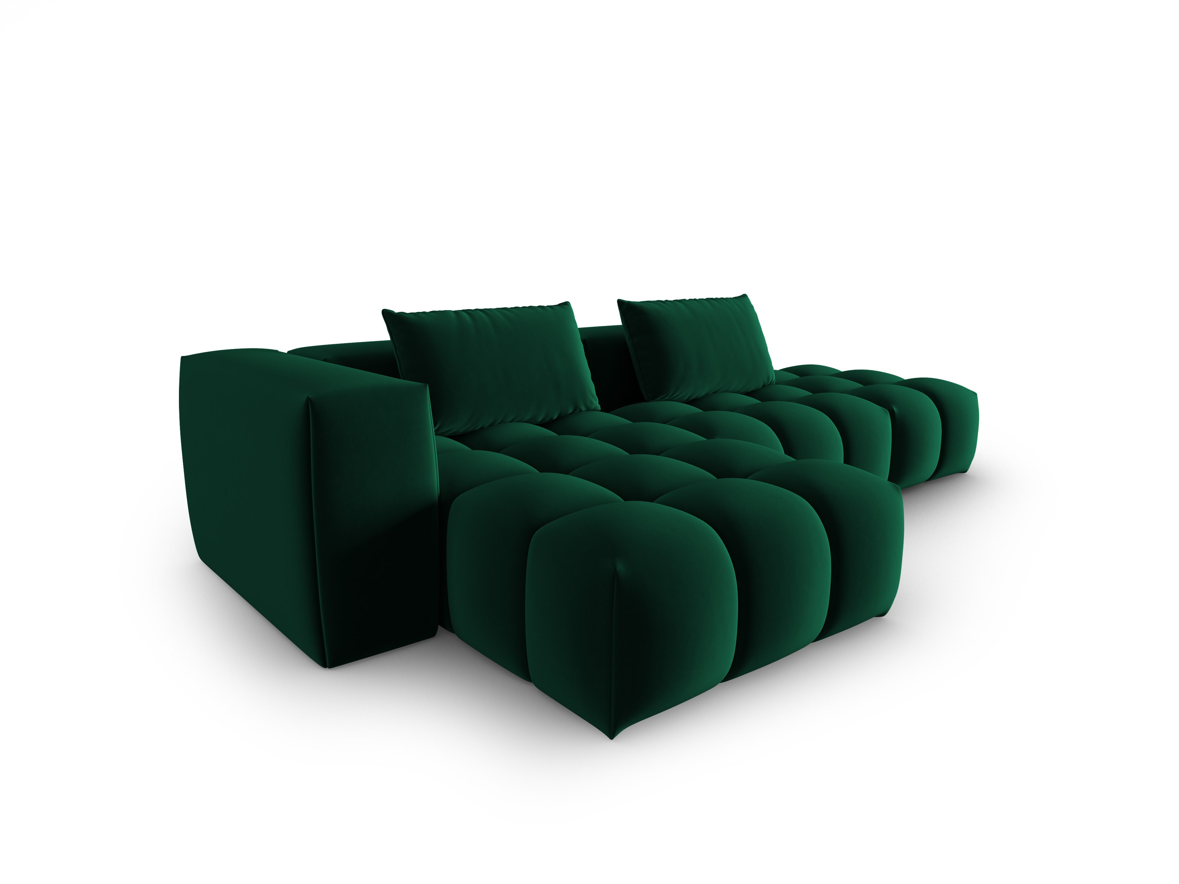 4-sitziges offenes Samt-Ecksofa linksseitig VERONA flaschengrün
