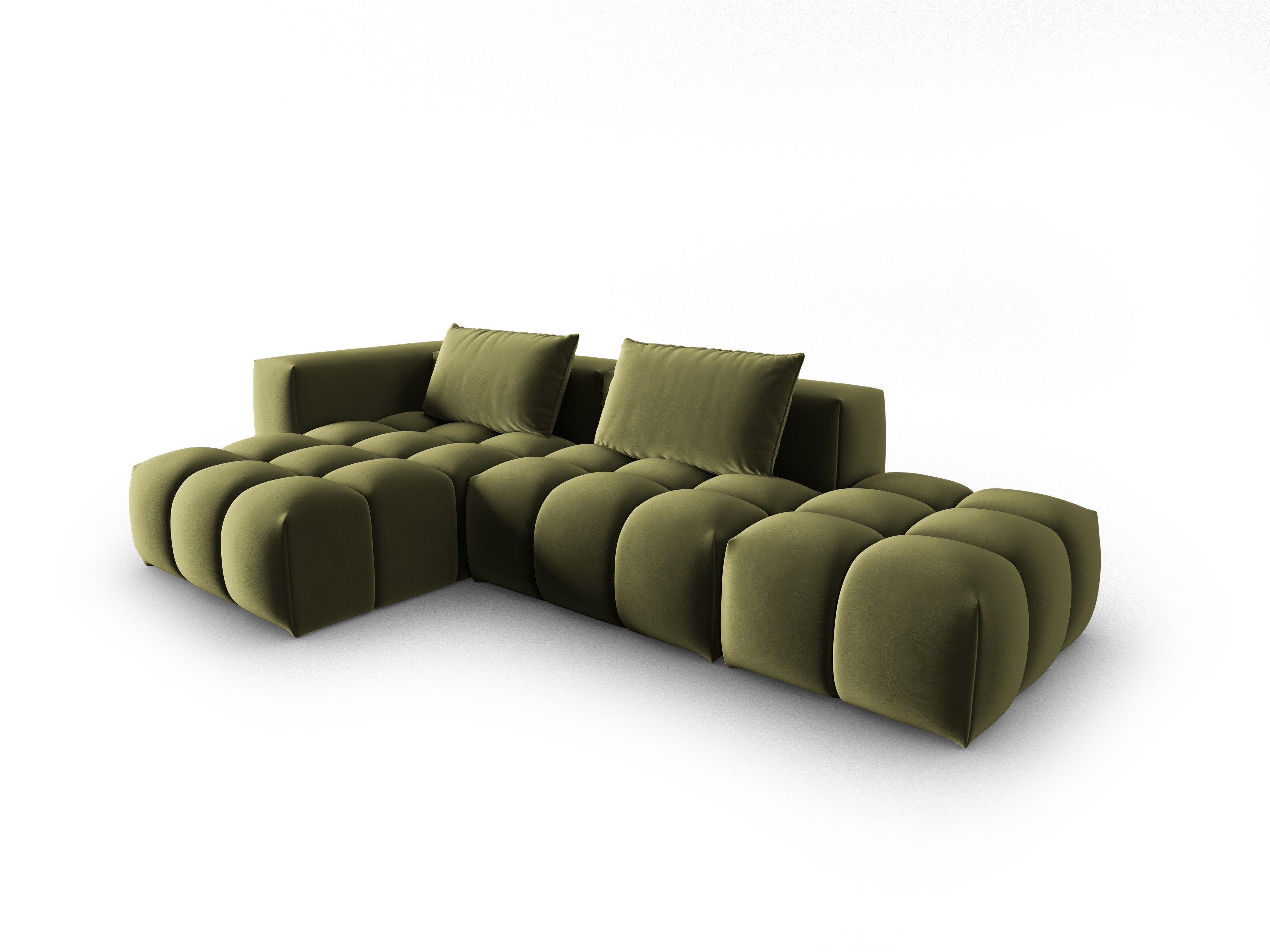 Open left-facing 4-seater velvet corner sofa VERONA light green