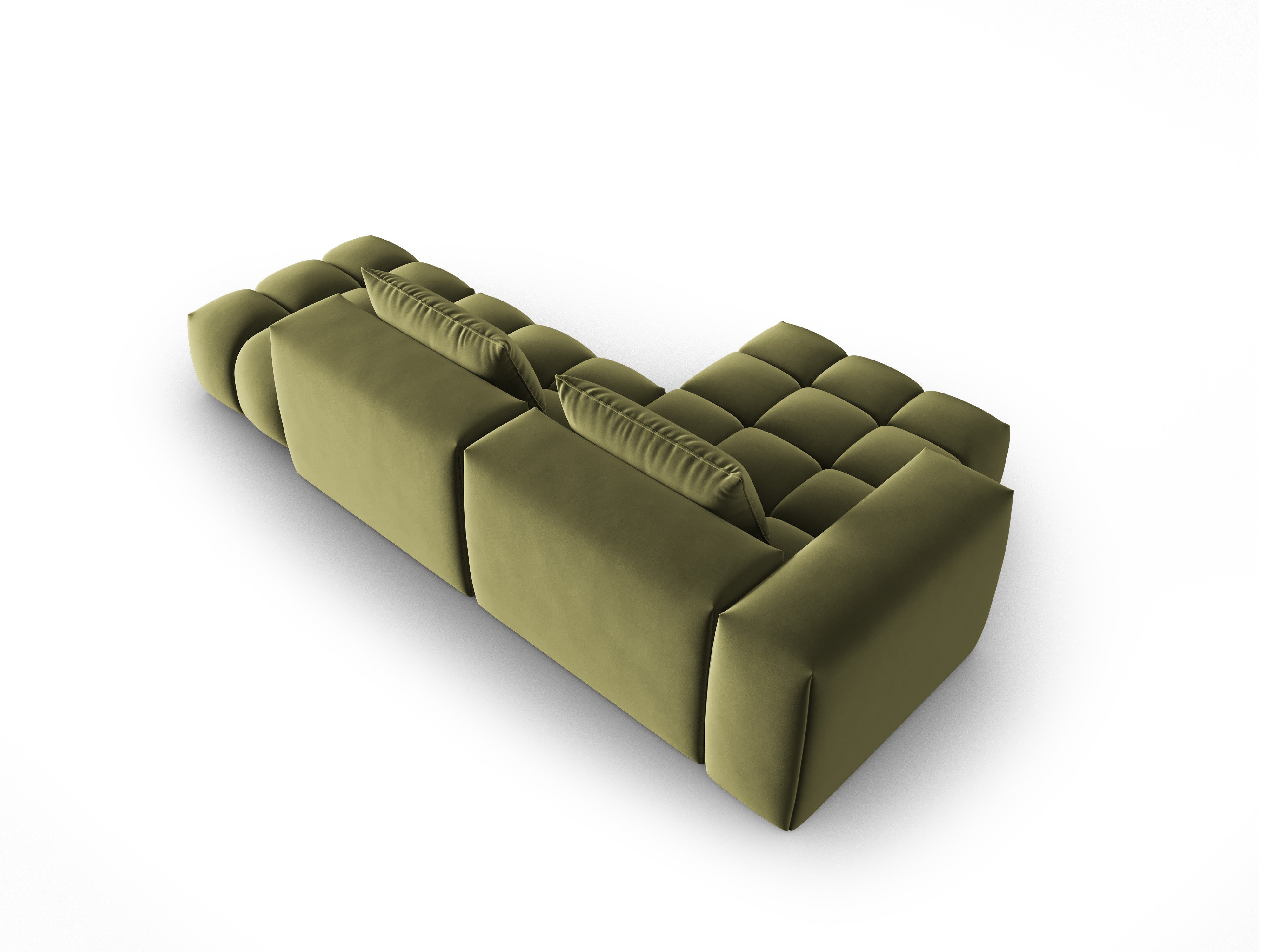 Open left-facing 4-seater velvet corner sofa VERONA light green
