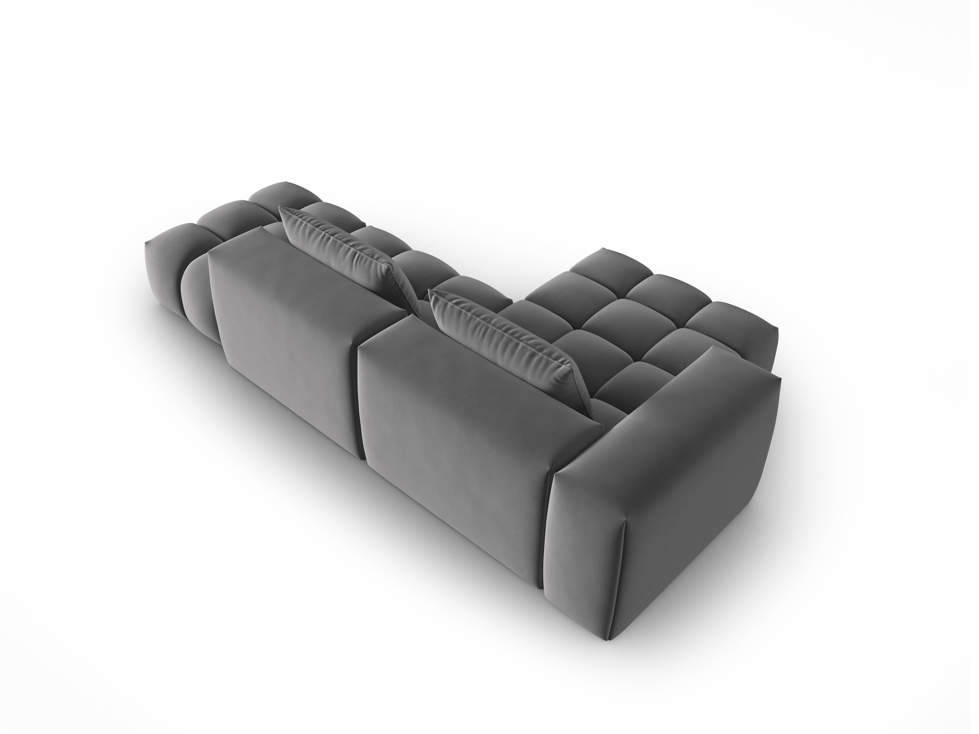 4-sitziges offenes Samt-Ecksofa linksseitig VERONA grau