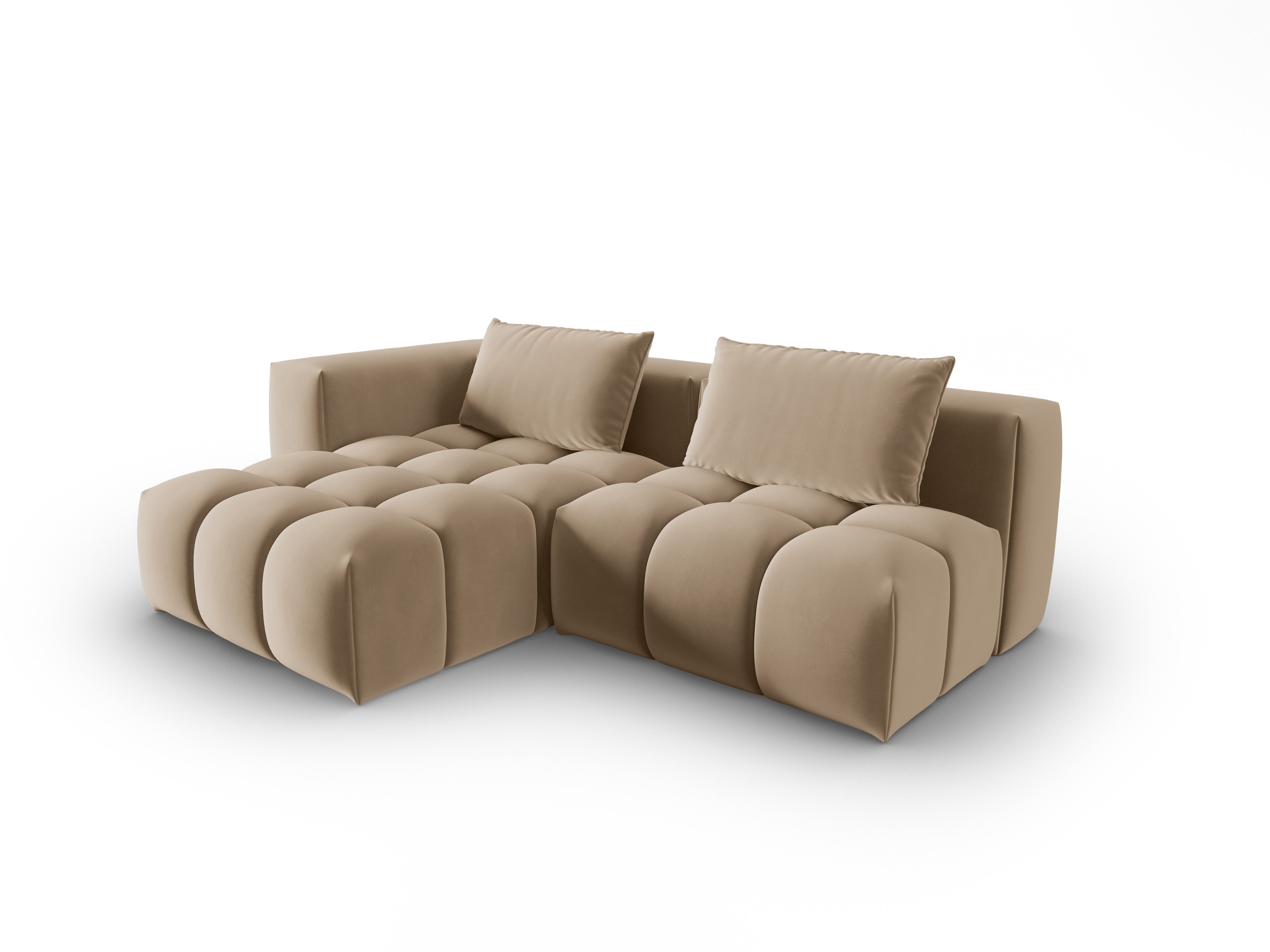 Samt-Ecksofa 3-sitzig links offen VERONA sandfarben