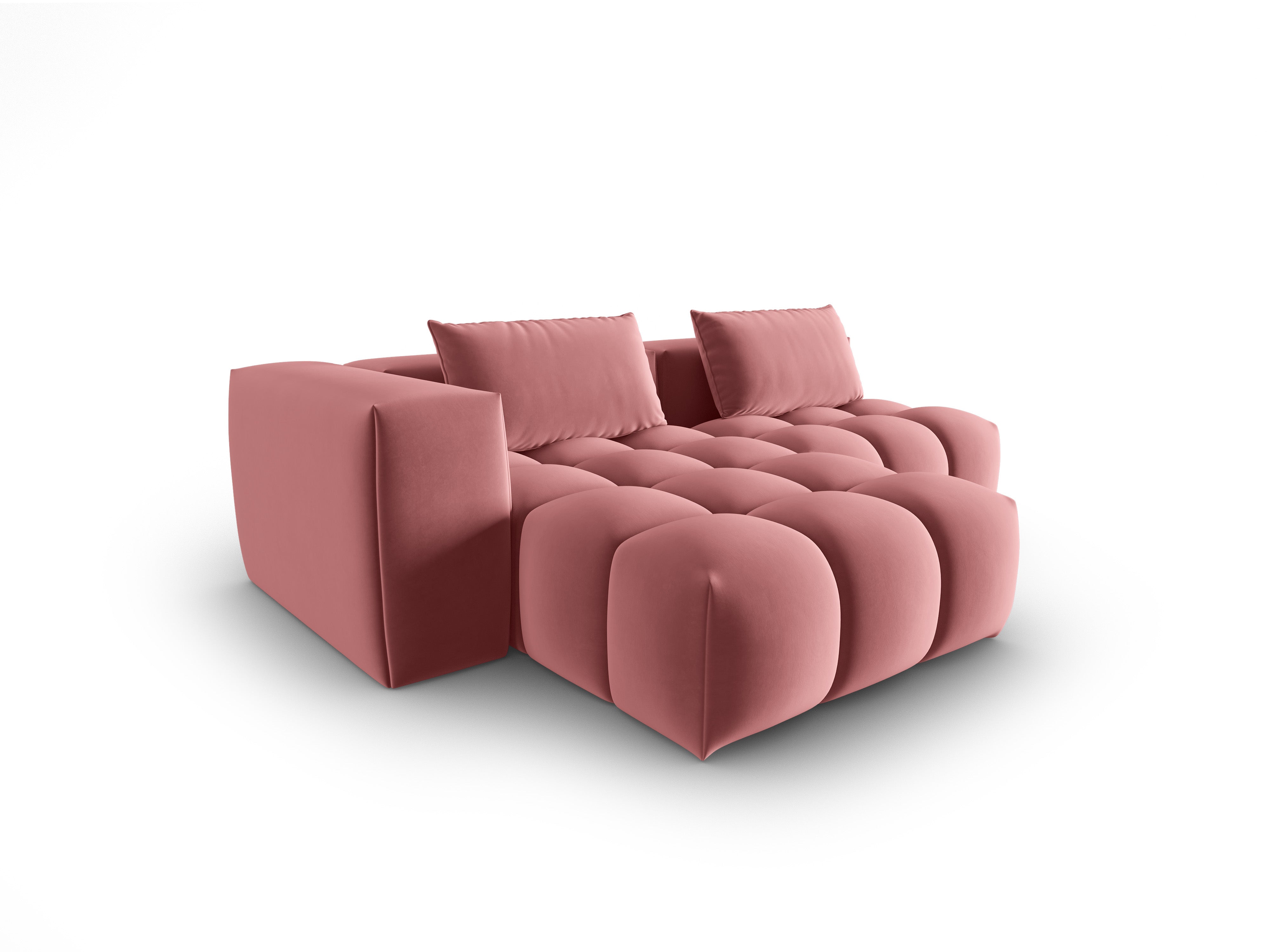 Samt-Ecksofa 3-sitzig links offen VERONA rosa Flamingo
