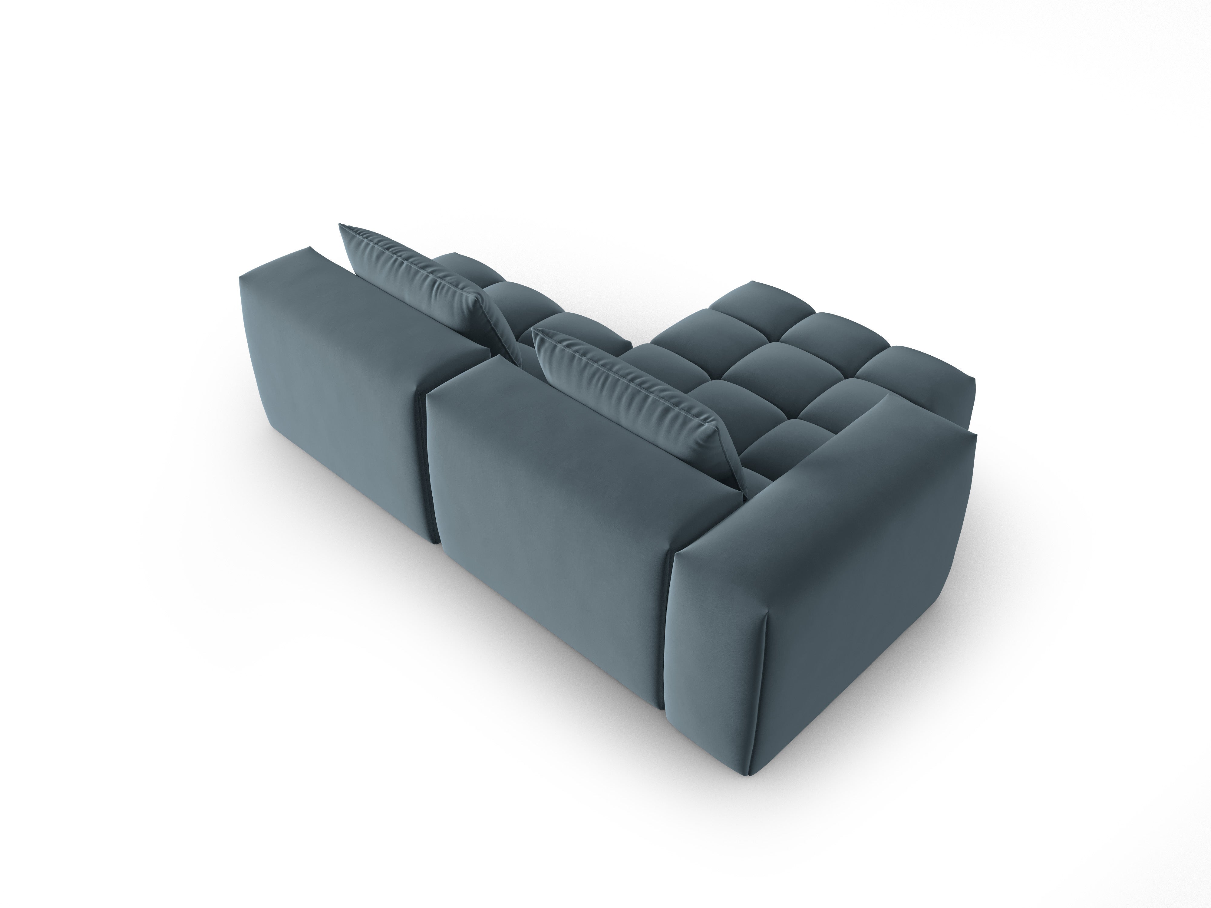 Blue Velvet Left-Open 3-Seater Corner Sofa VERONA