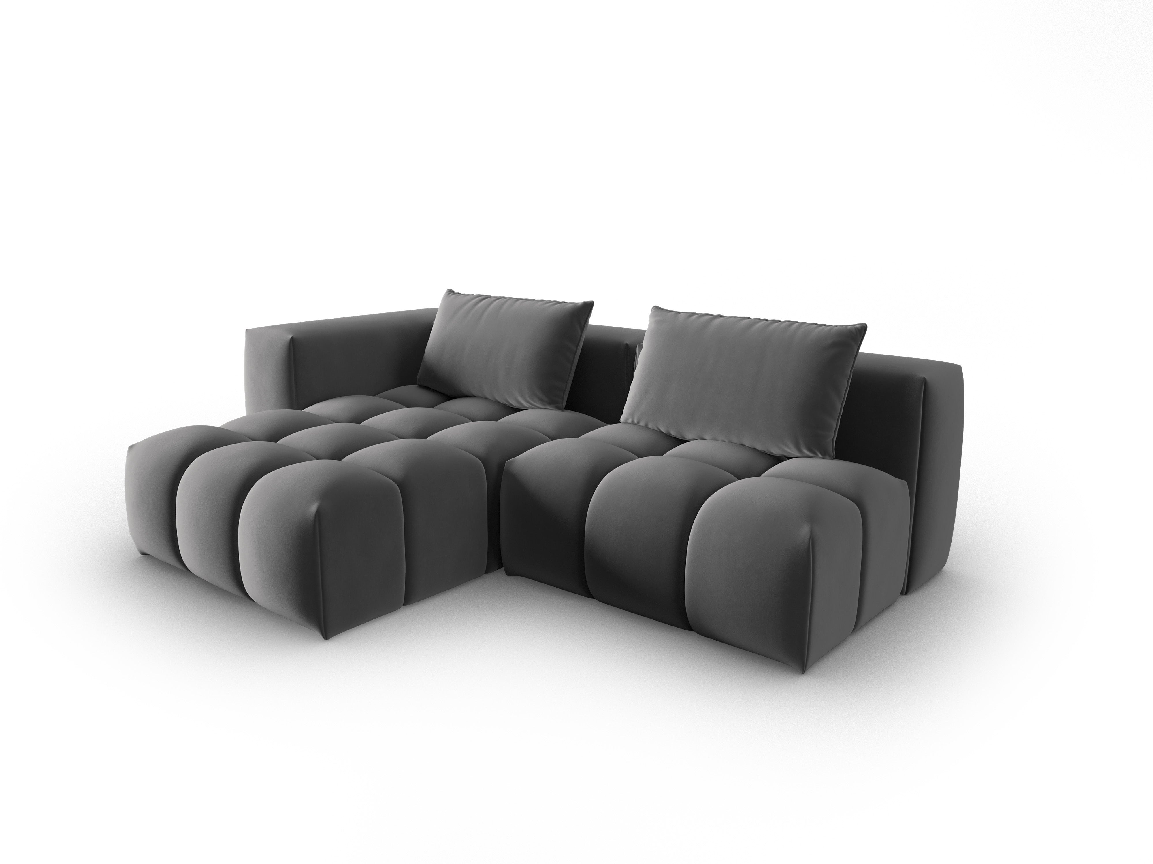 Gray left-facing open 3-seater velvet corner sofa VERONA
