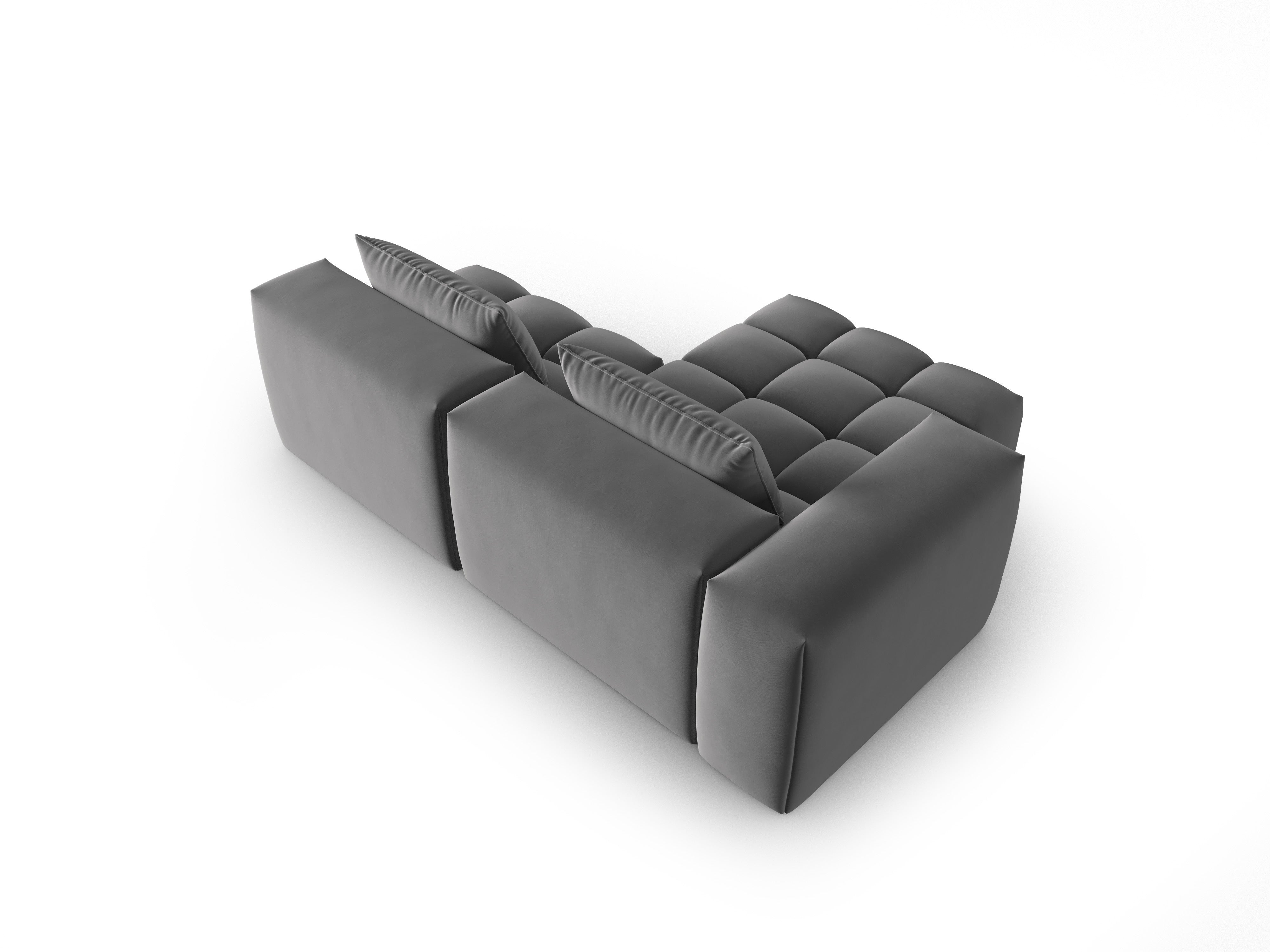 Gray left-facing open 3-seater velvet corner sofa VERONA