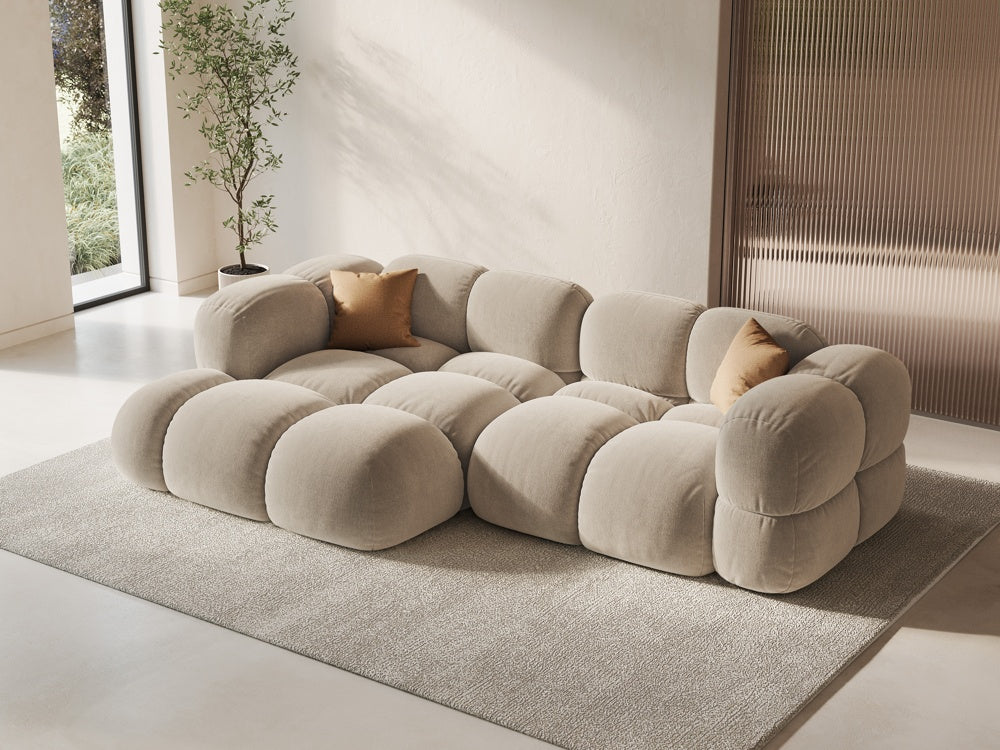 Left-facing 3-seater velvet corner sofa LORETTO beige