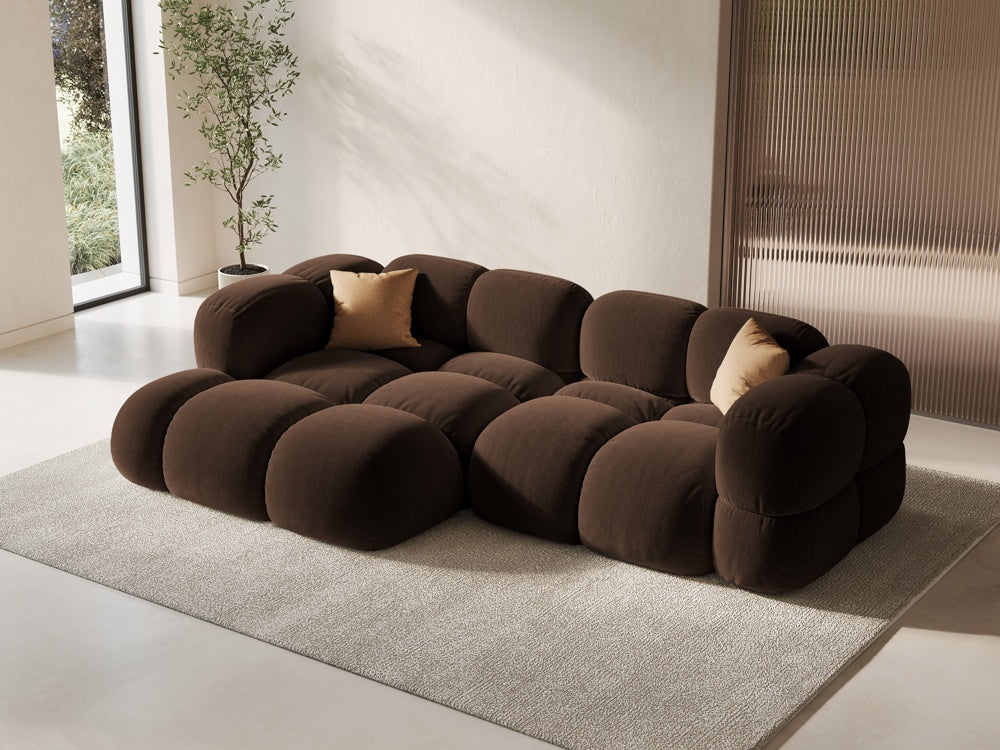 Left-facing 3-seater velvet corner sofa LORETTO chocolate