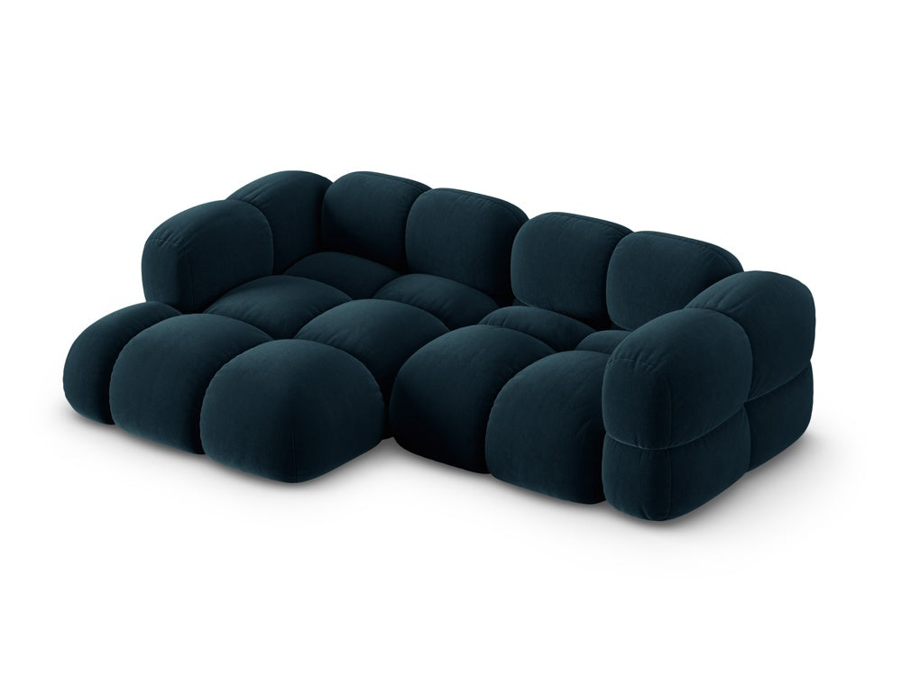 Velvet corner sofa for 3 people, left-sided LORETTO petrol