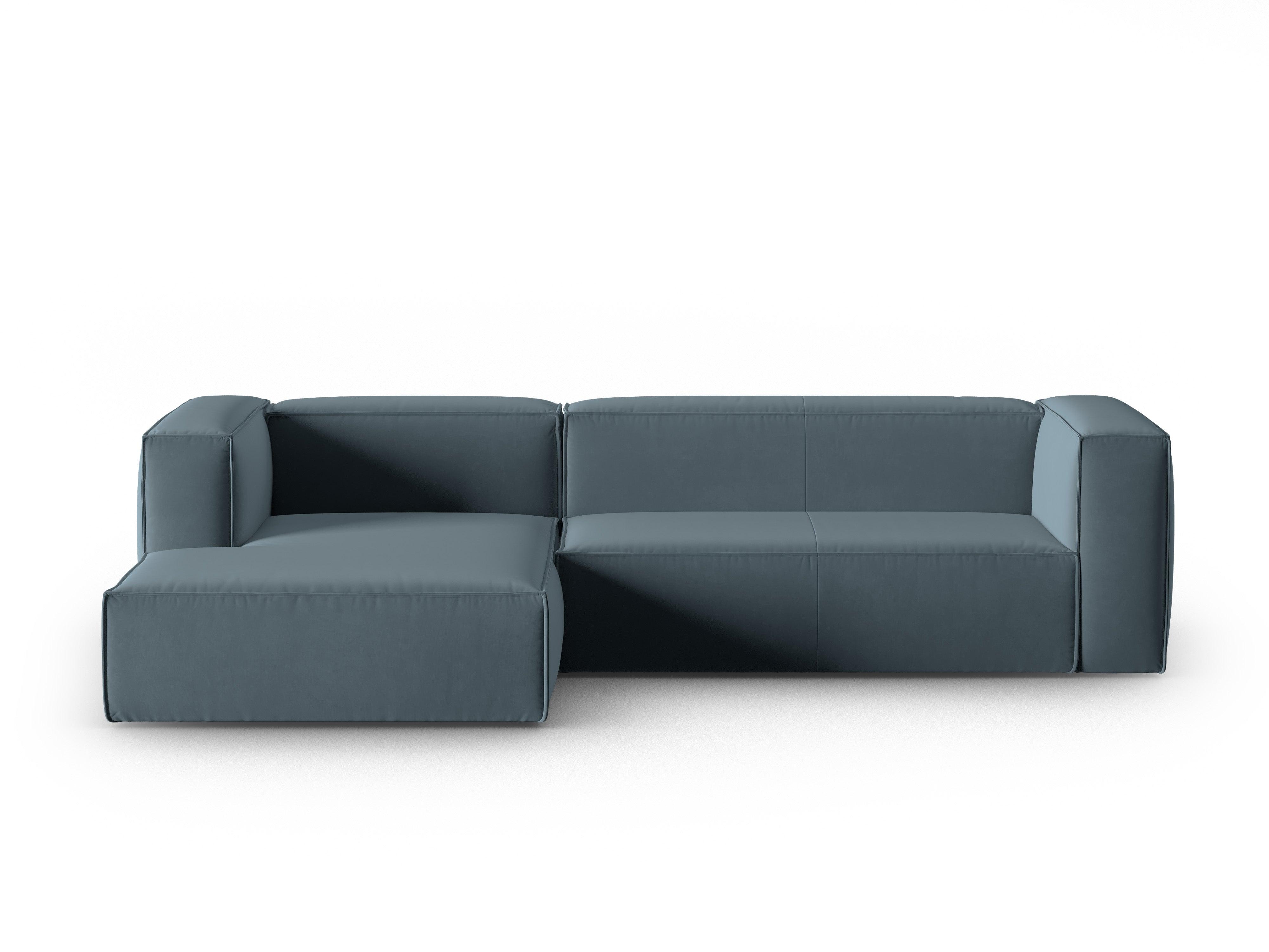 Ecksofa Samt 4-Sitzer links MACKAY blau