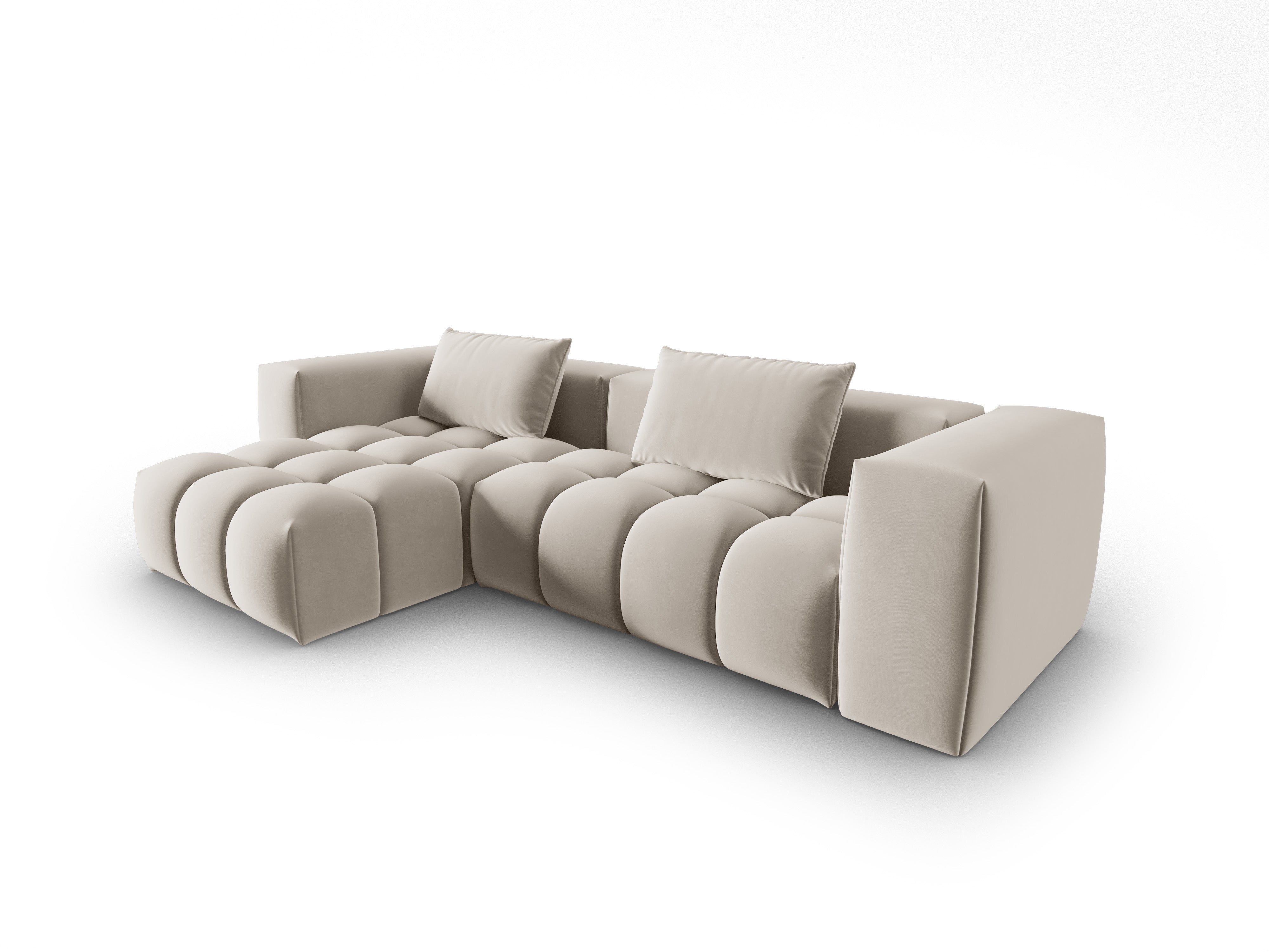 Samt-Ecksofa 3-sitzig links VERONA ecru