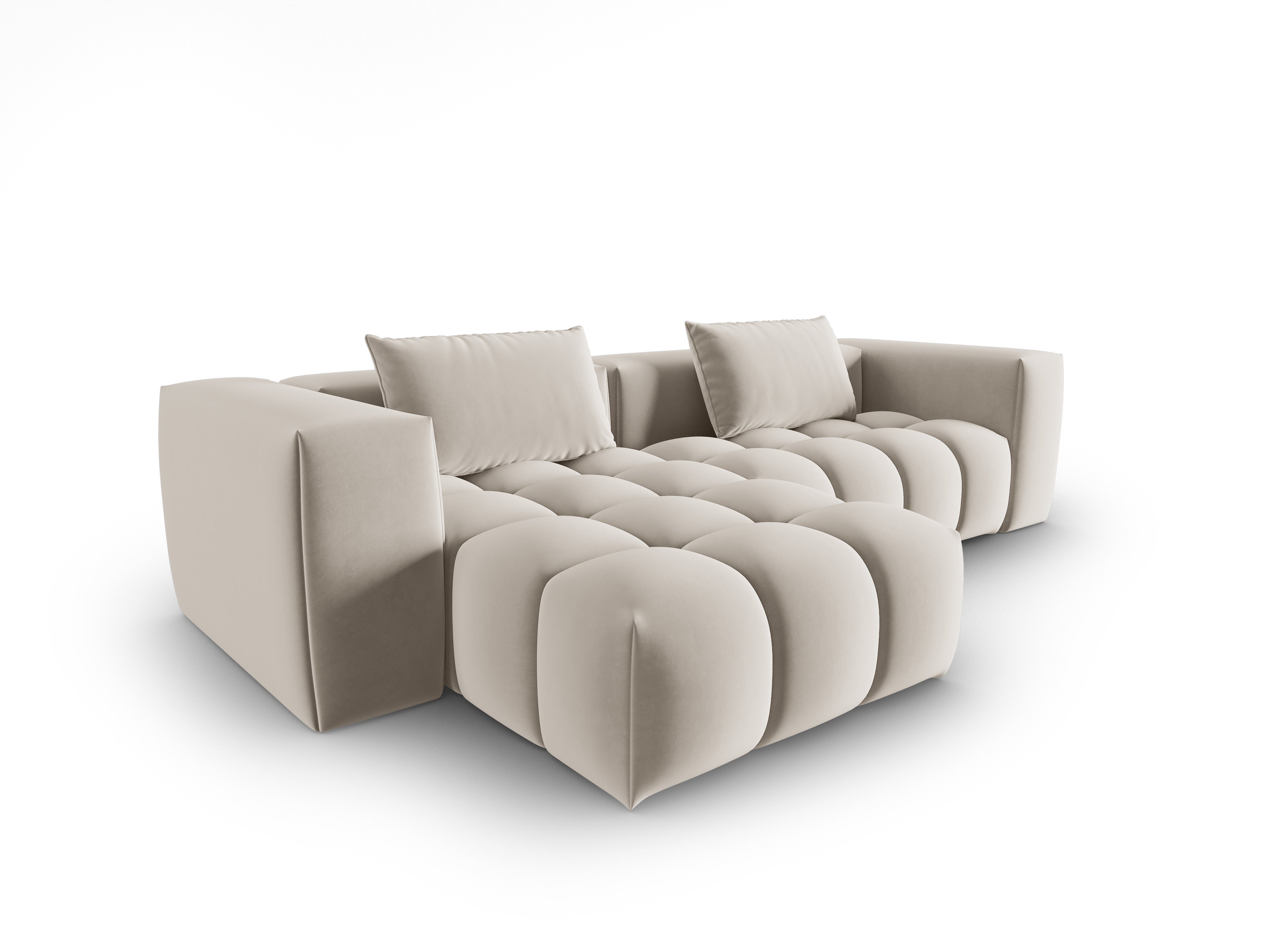 Samt-Ecksofa 3-sitzig links VERONA ecru