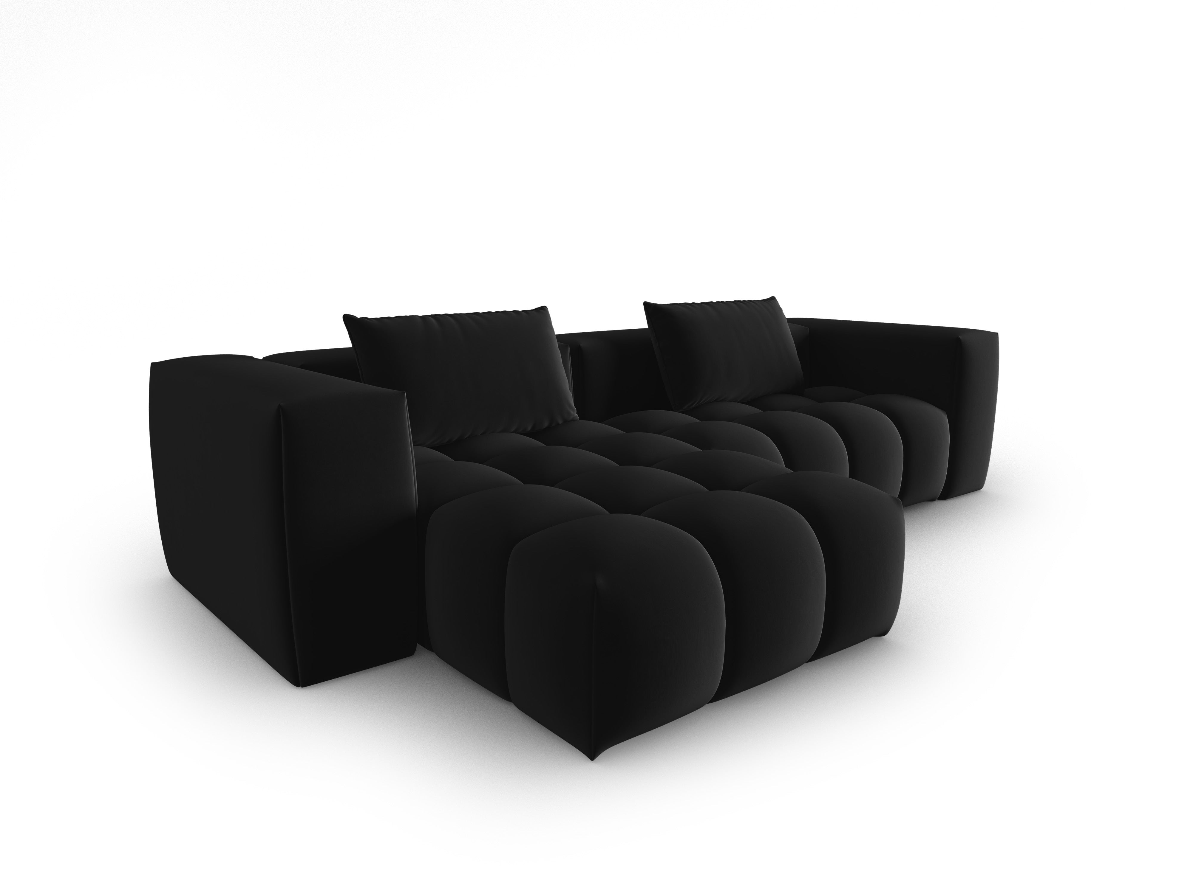 Samt-Ecksofa 3-sitzig links VERONA schwarz