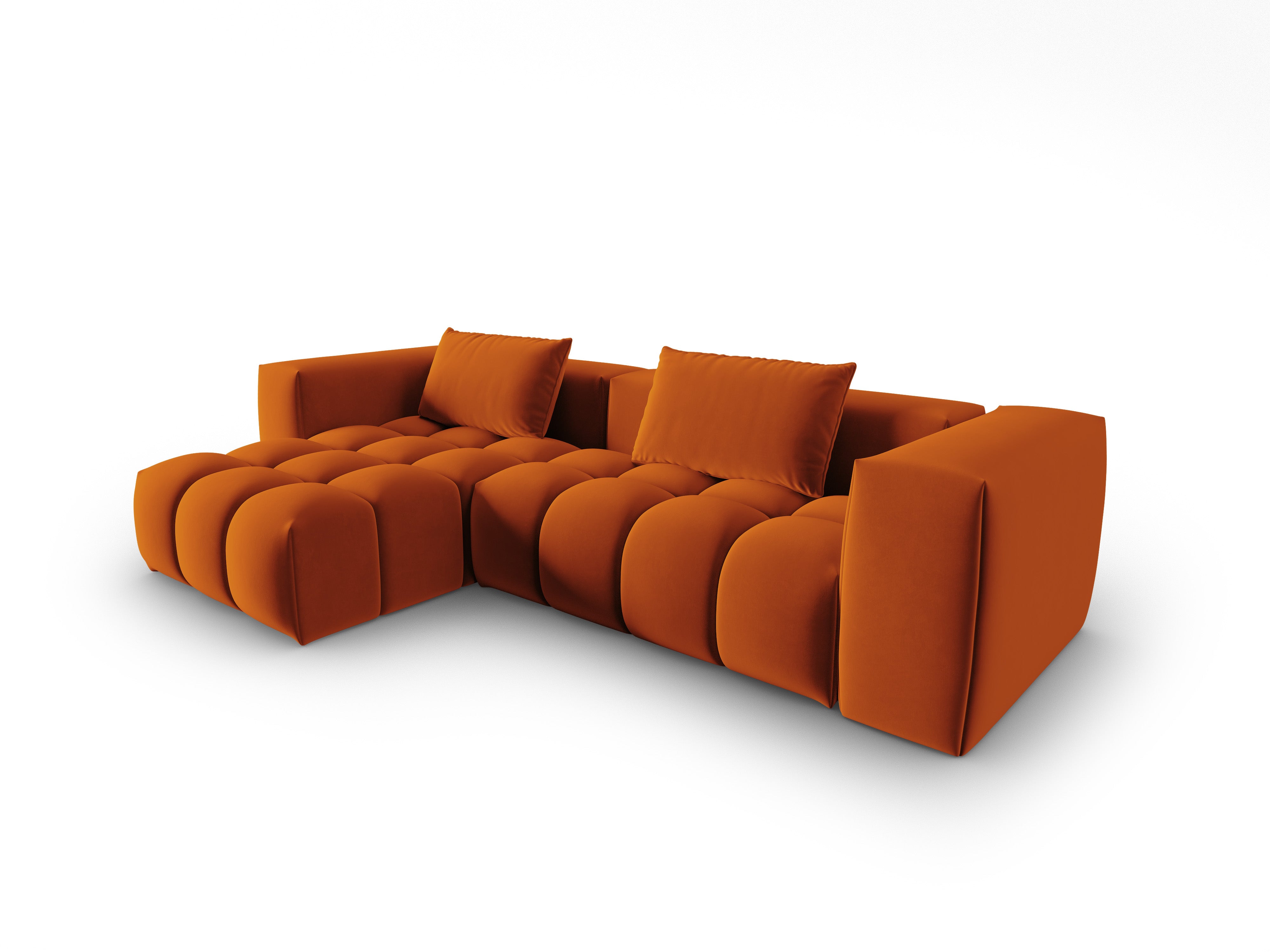 Samt-Ecksofa 3-sitzig links VERONA ziegelrot