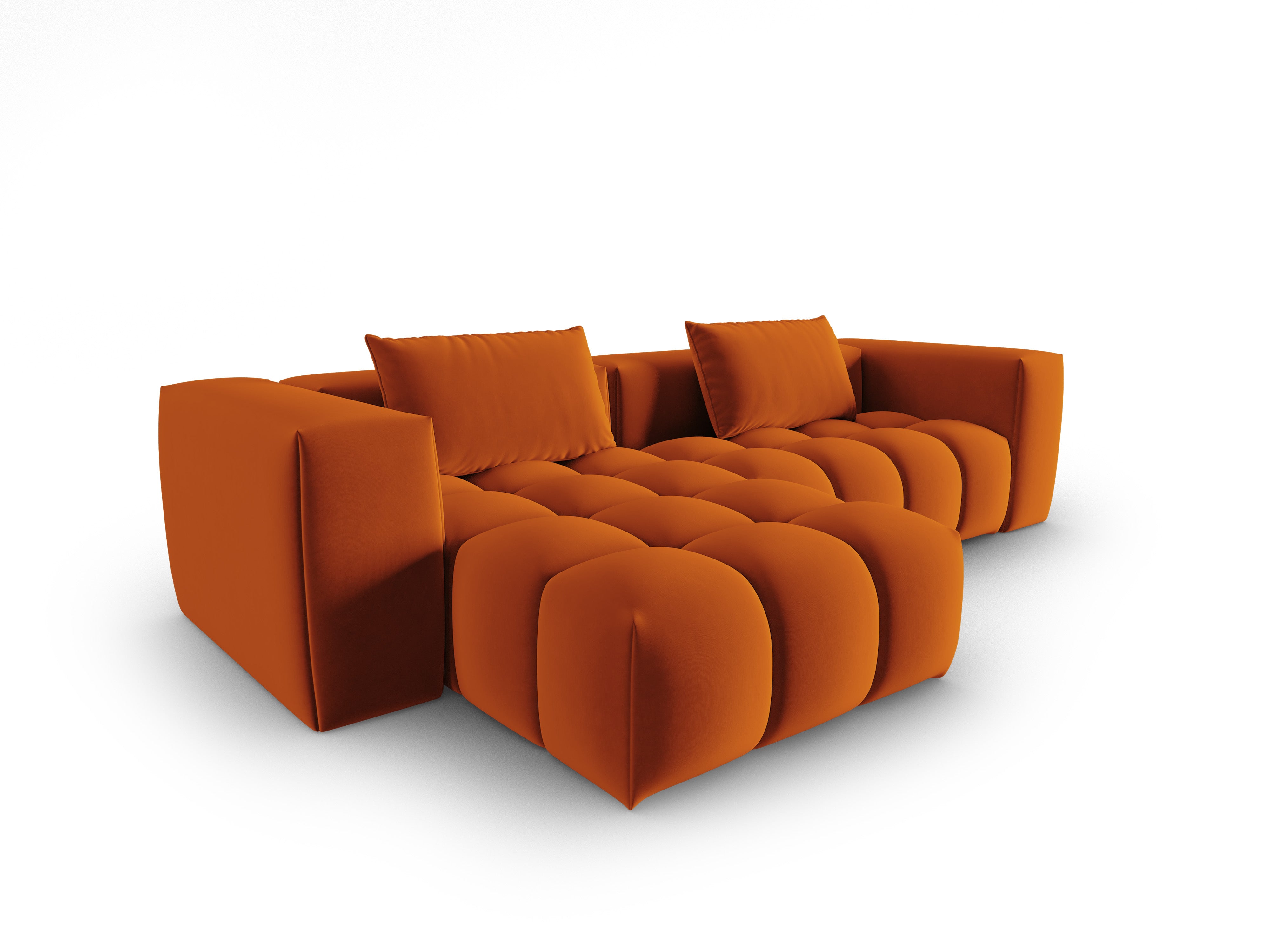 Samt-Ecksofa 3-sitzig links VERONA ziegelrot
