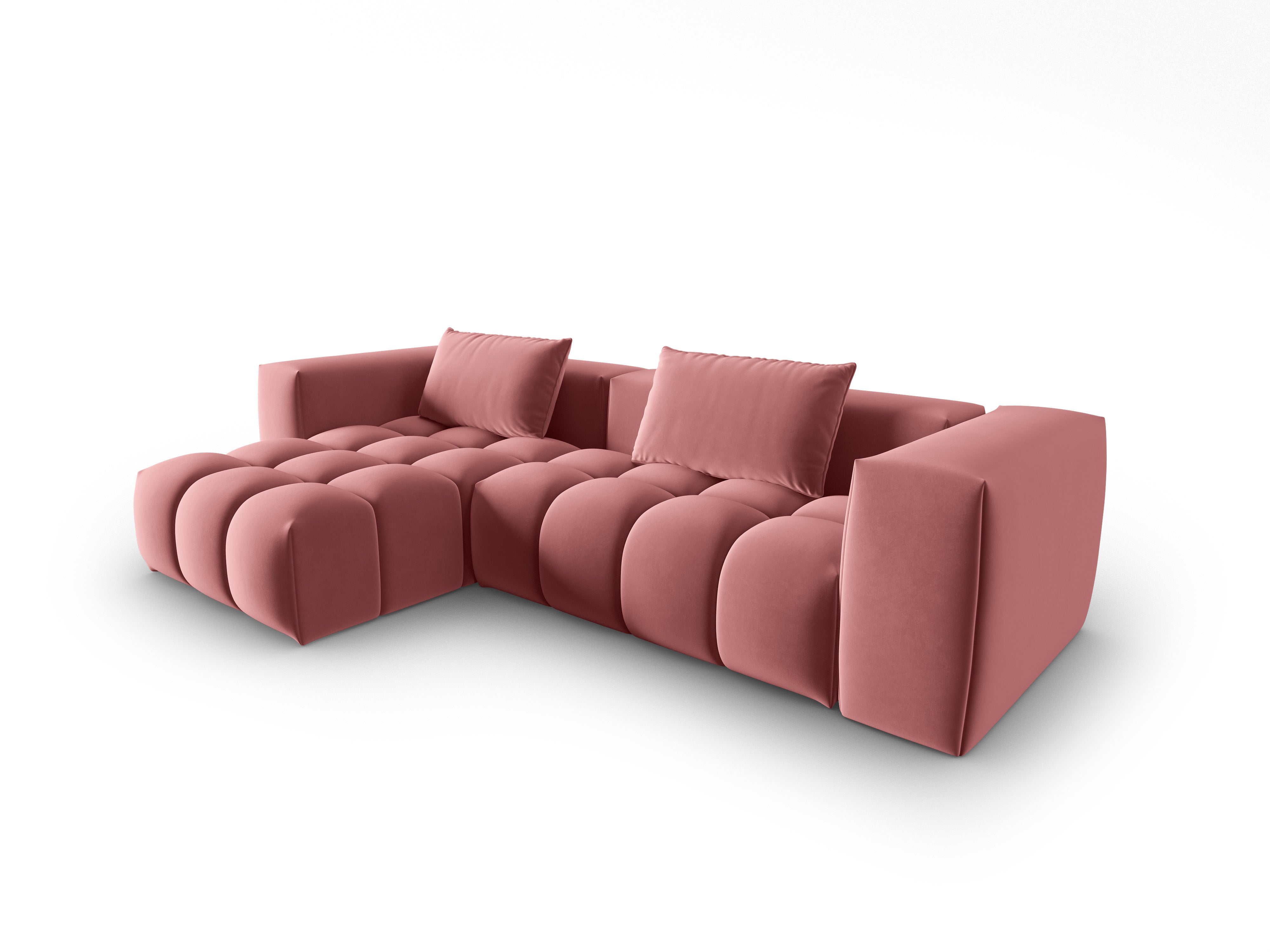 Samt-Ecksofa 3-sitzig links VERONA flamingo rosa