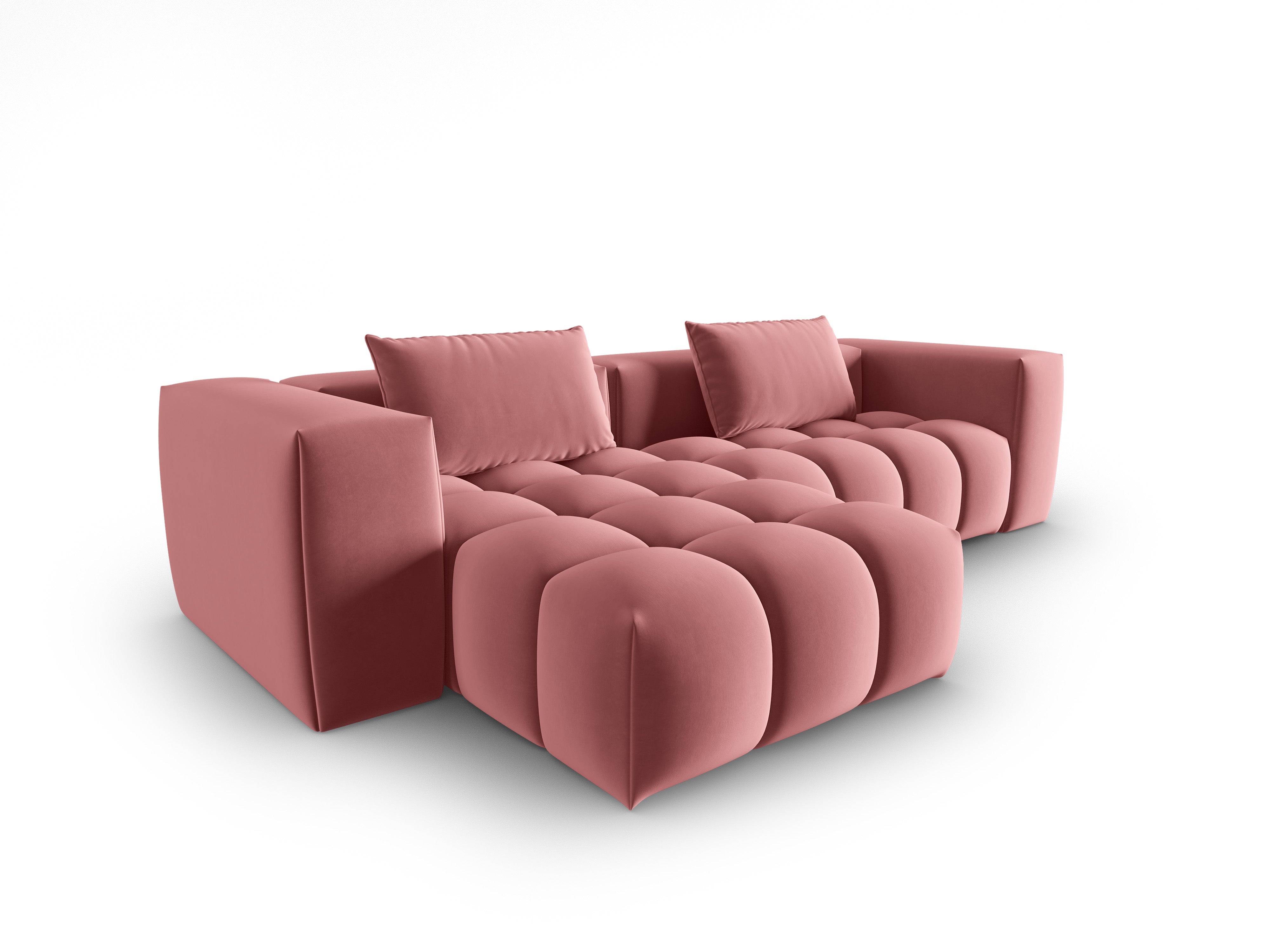 Samt-Ecksofa 3-sitzig links VERONA flamingo rosa