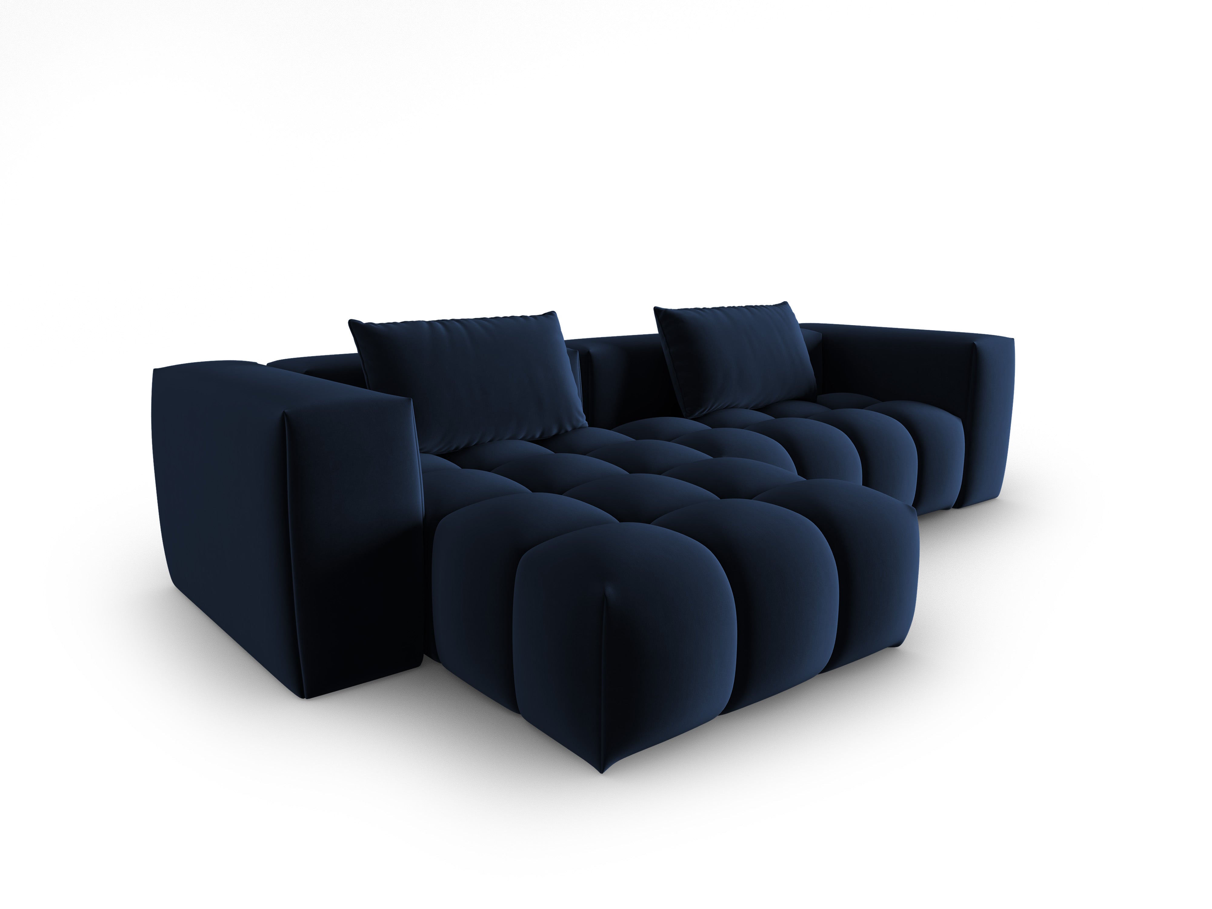 Velvet Corner Sofa for 3 People Left Side VERONA Royal Blue