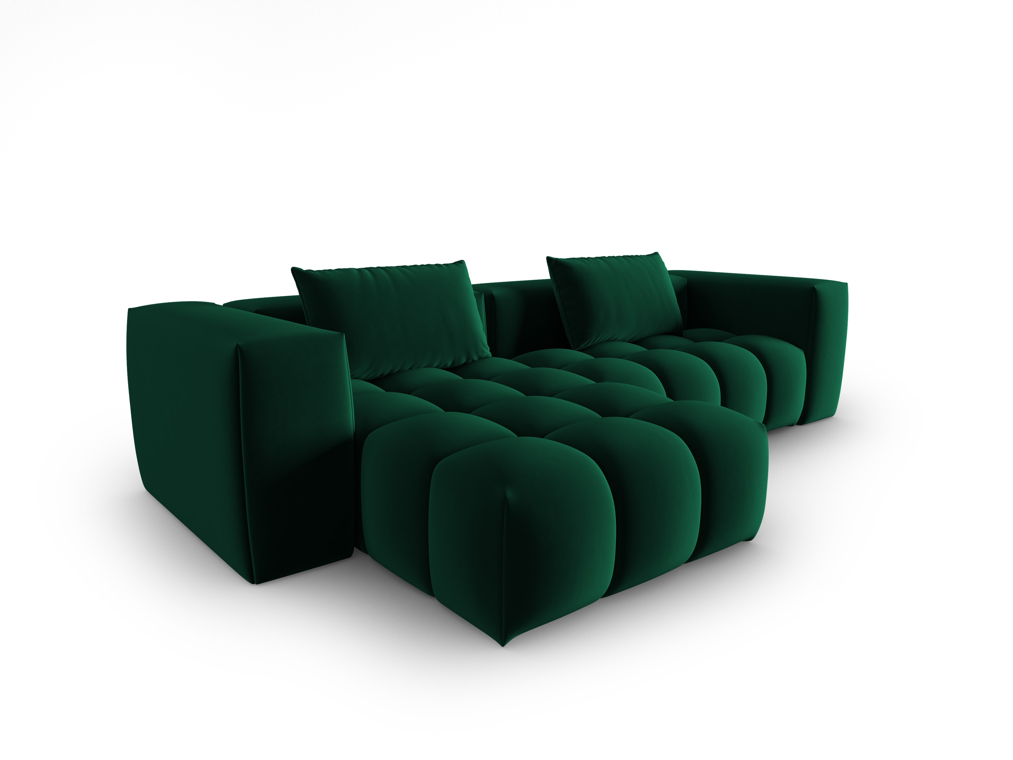 Velvet Corner Sofa for 3 People Left Side VERONA Bottle Green