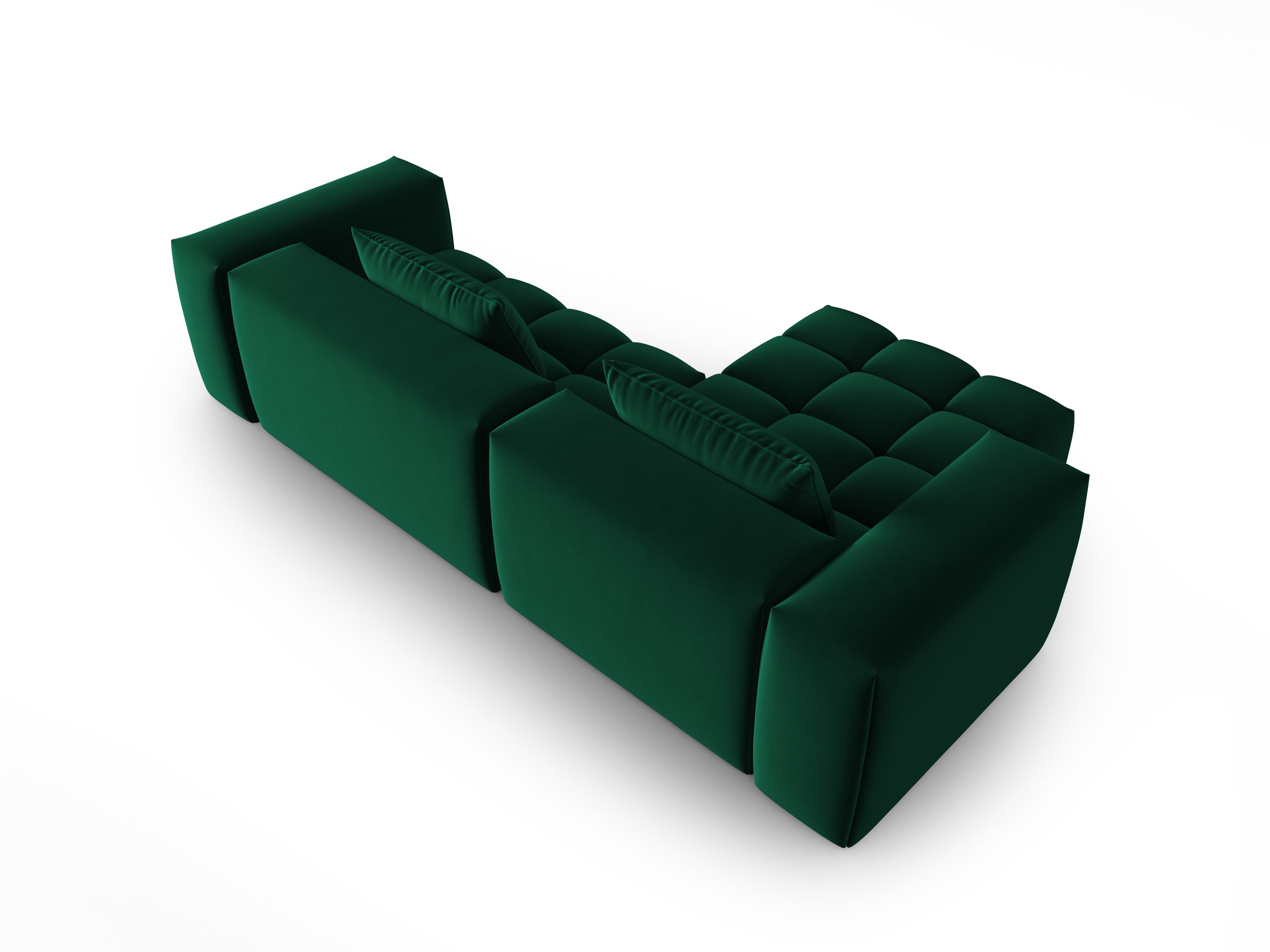 Velvet Corner Sofa for 3 People Left Side VERONA Bottle Green