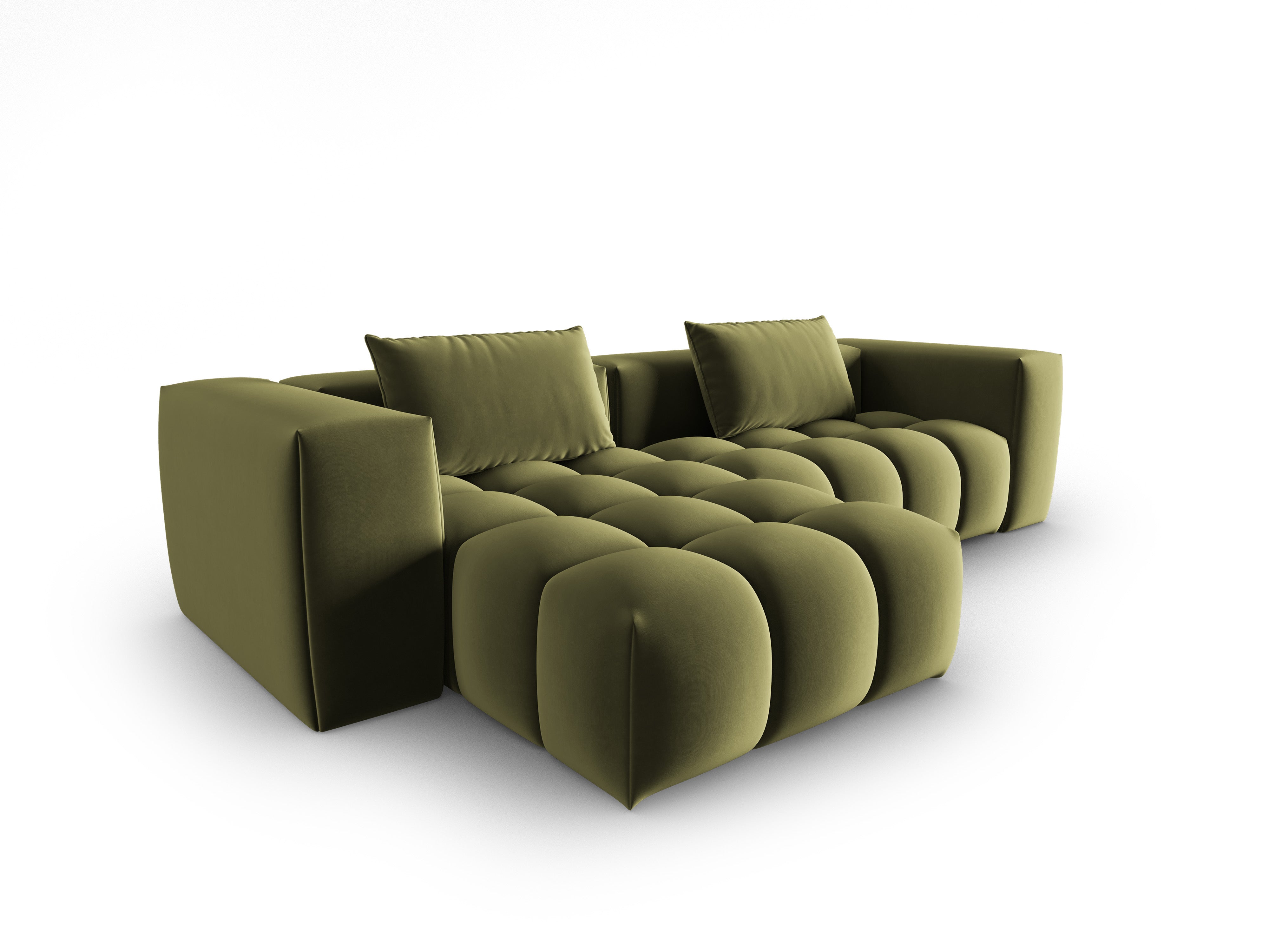 Samt-Ecksofa 3-sitzig links VERONA hellgrün